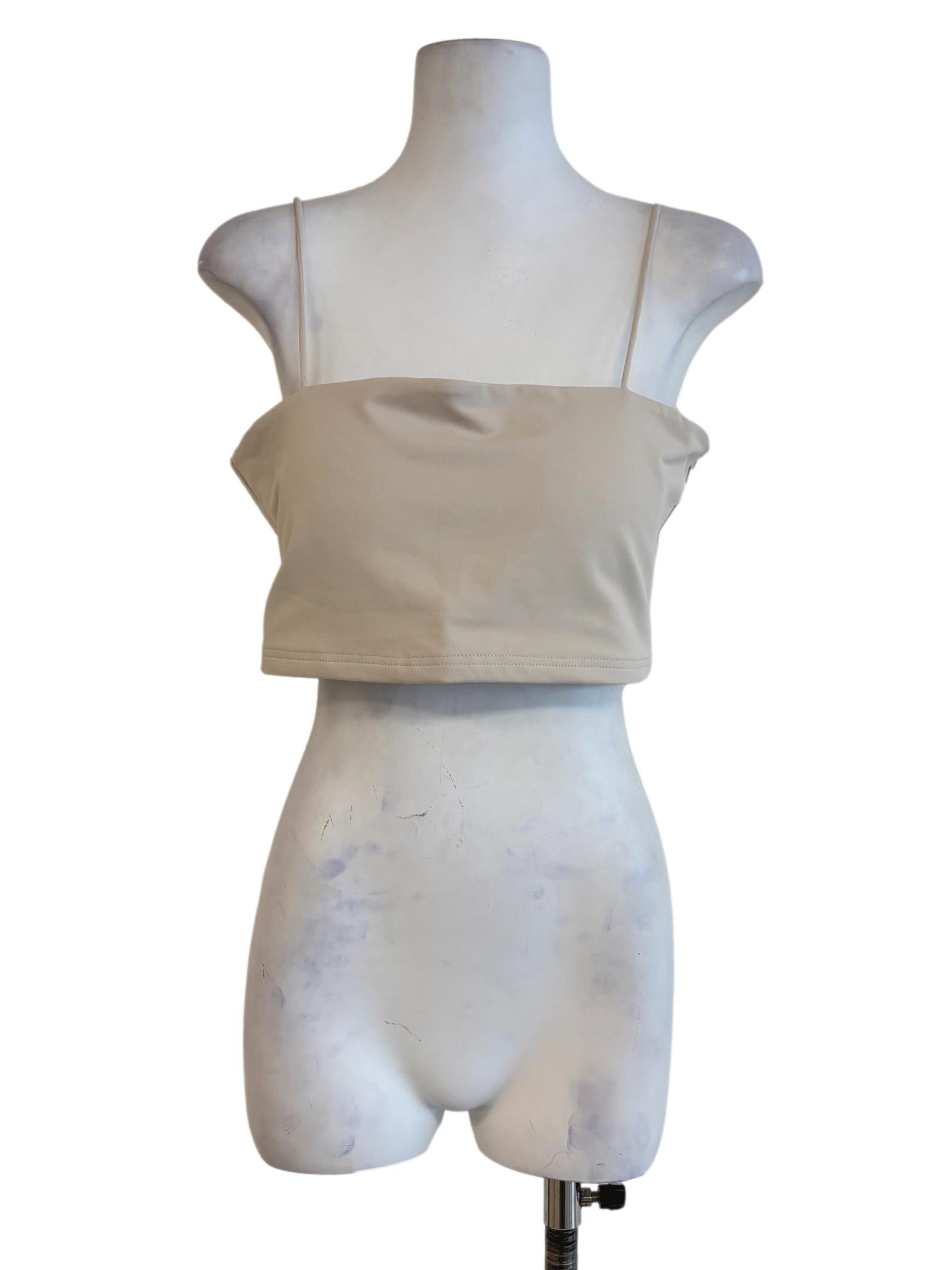 Beige Jalen Basic Crop Padded Top
