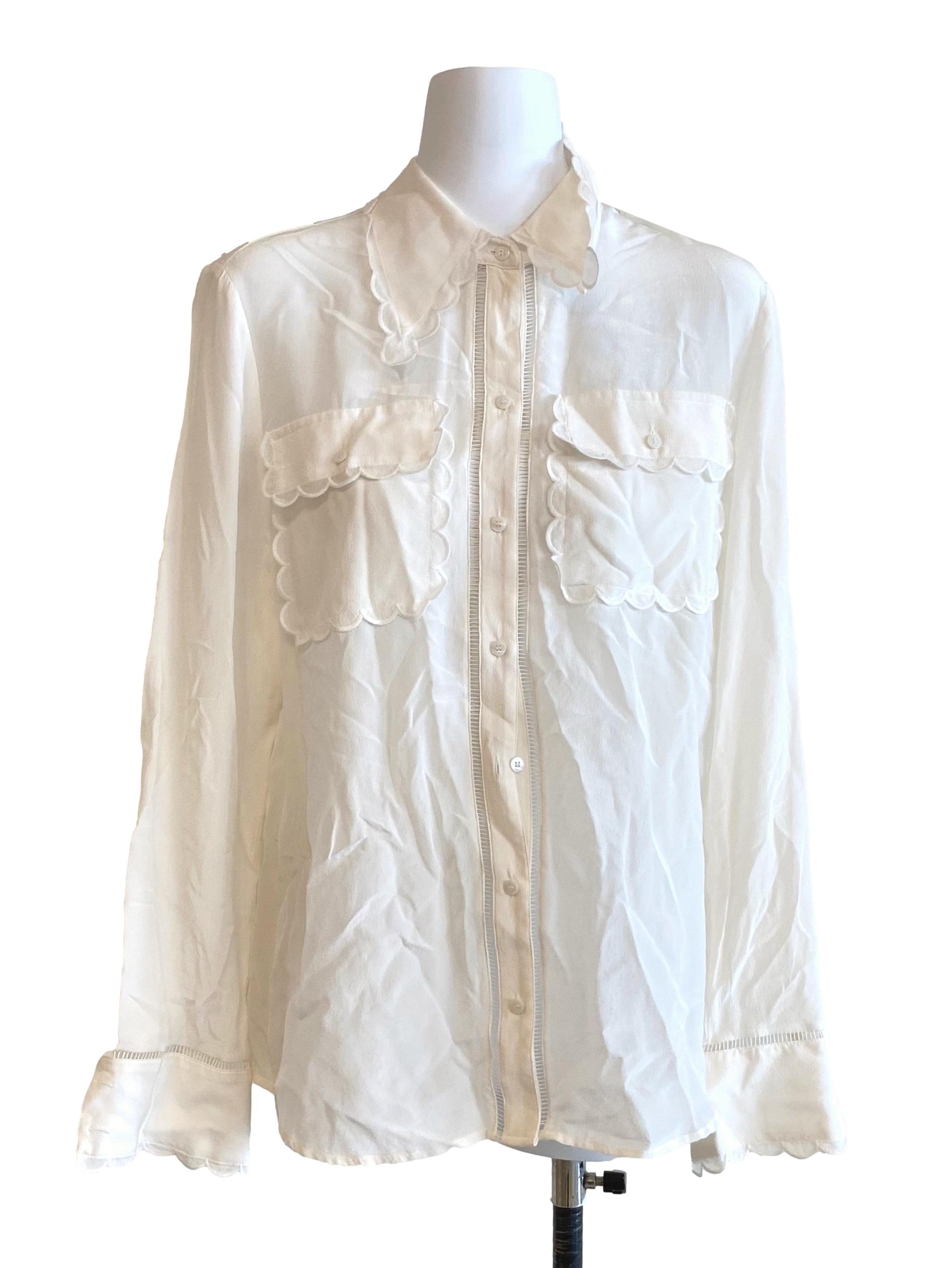 Cream Sheer Lace Blouse