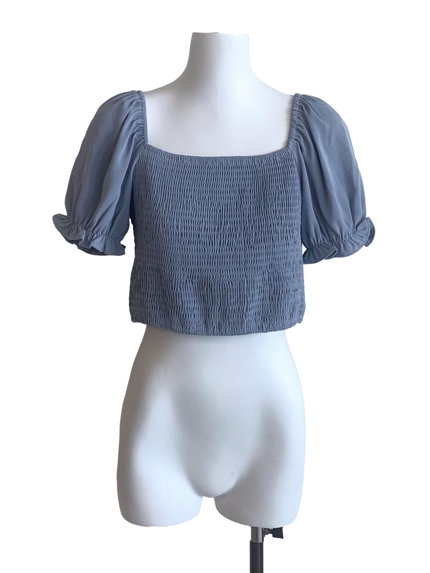 Stone Blue Square Neck Top