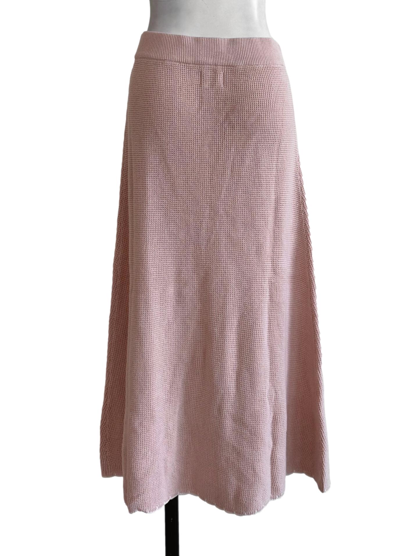 Blush Pink Waffle A-Line Skirt TCL