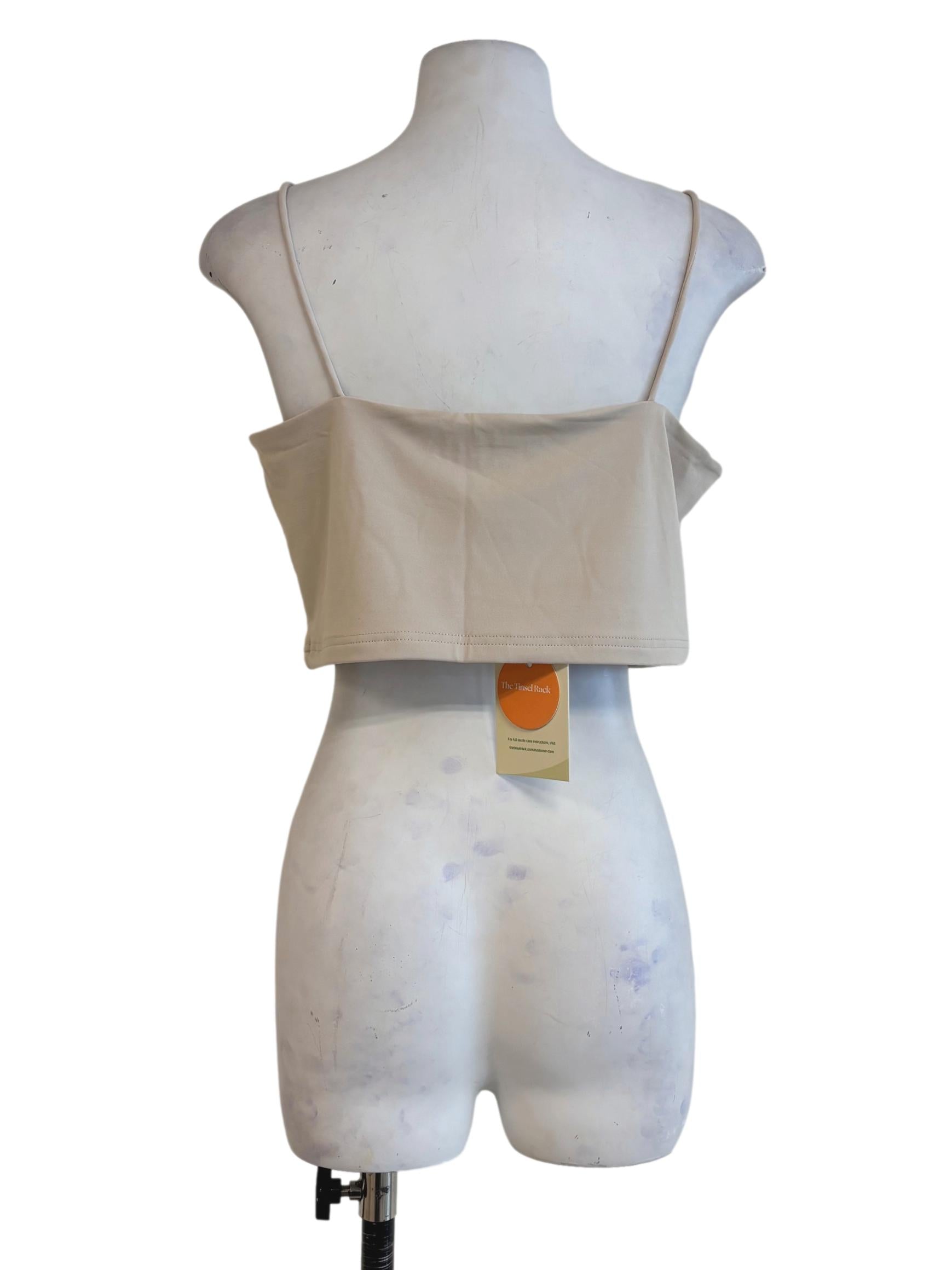 Beige Jalen Basic Crop Padded Top
