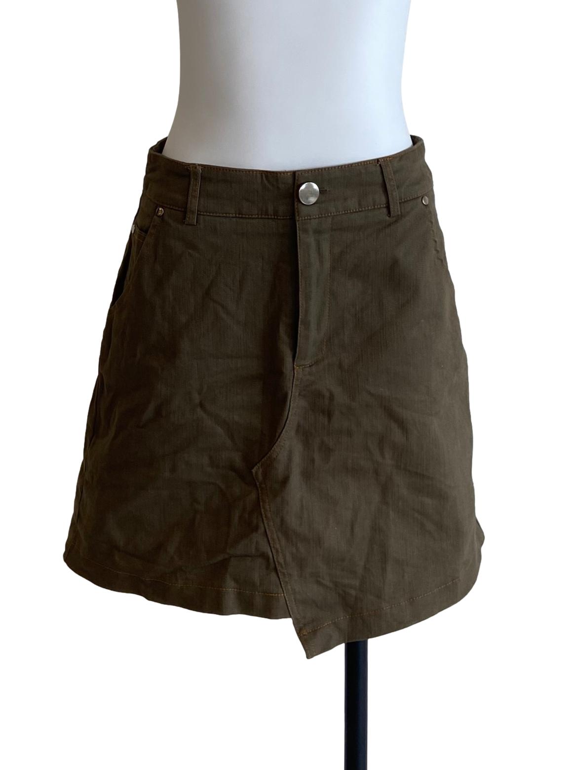 Pickle Green Herringbone Jeans Skirt