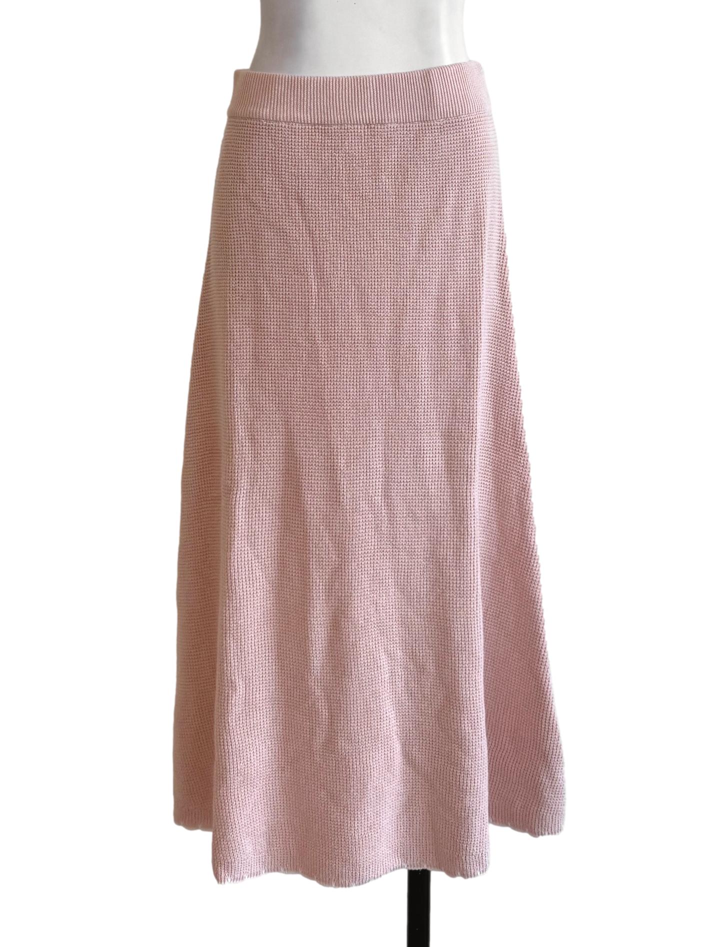 Blush Pink Waffle A-Line Skirt TCL