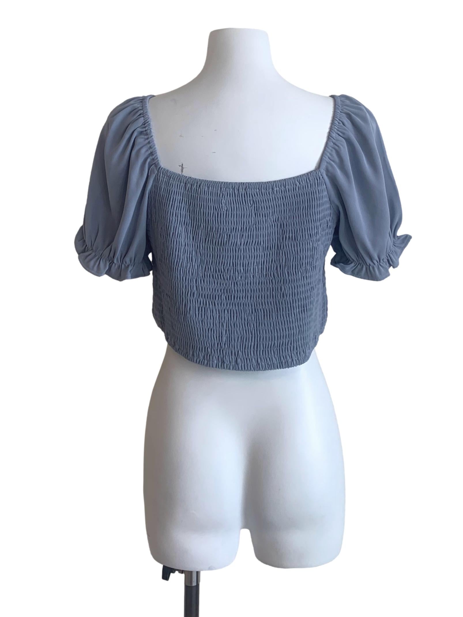 Stone Blue Square Neck Top