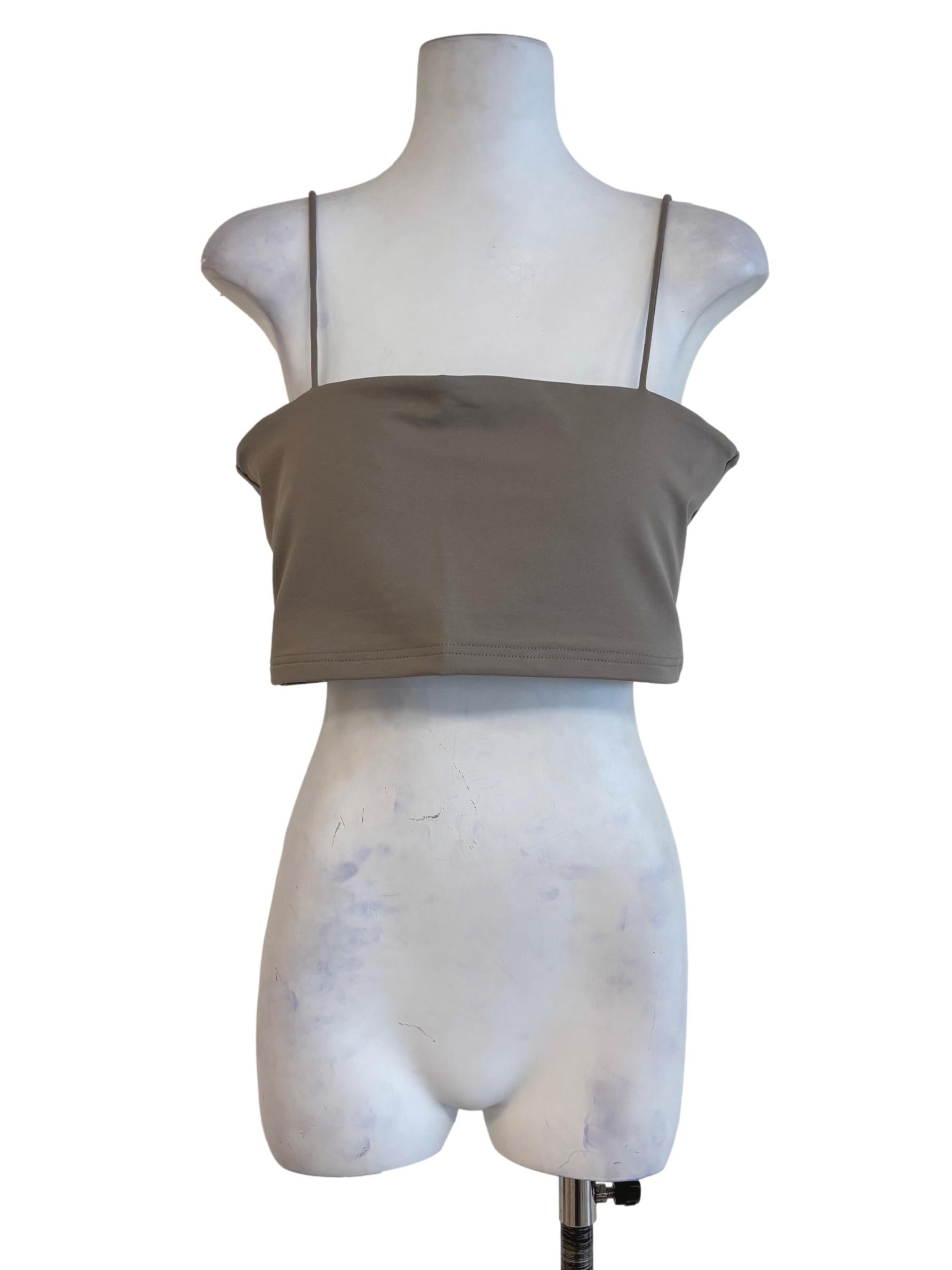 Grey Jalen Basic Crop Padded Top