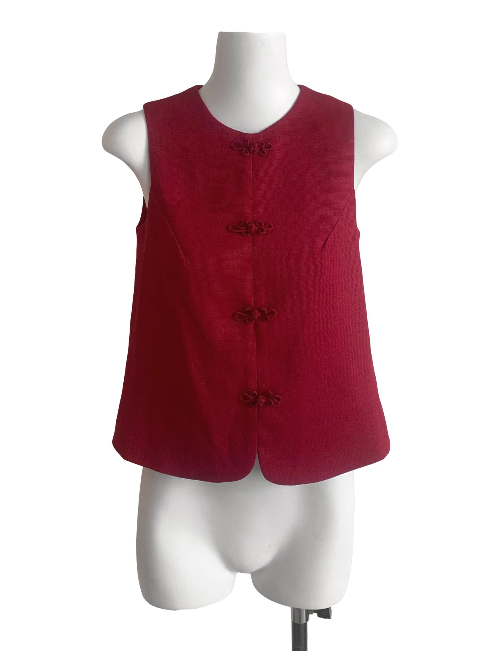 Crimson Red Round Neck Top