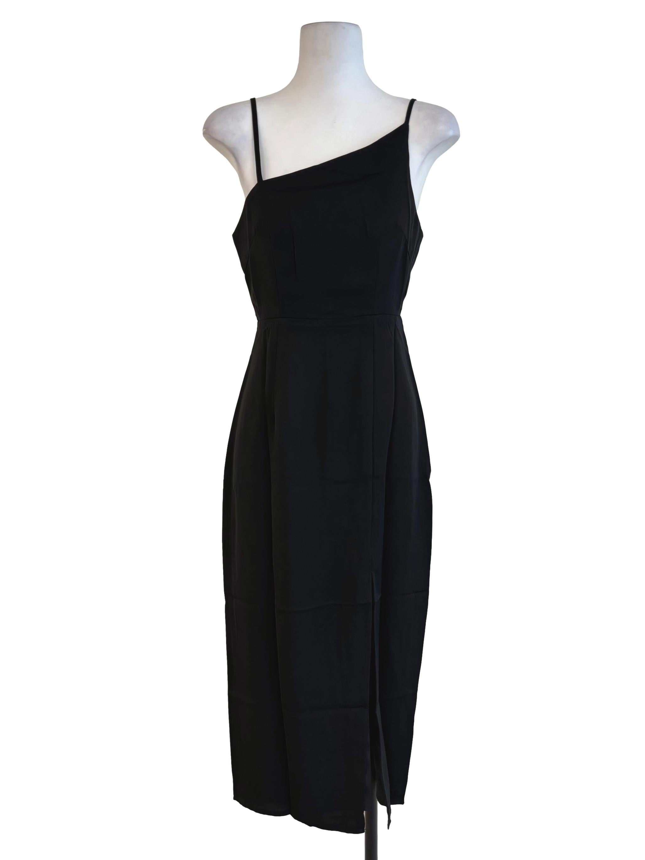 Black Eli Asymmetrical Midi Dress