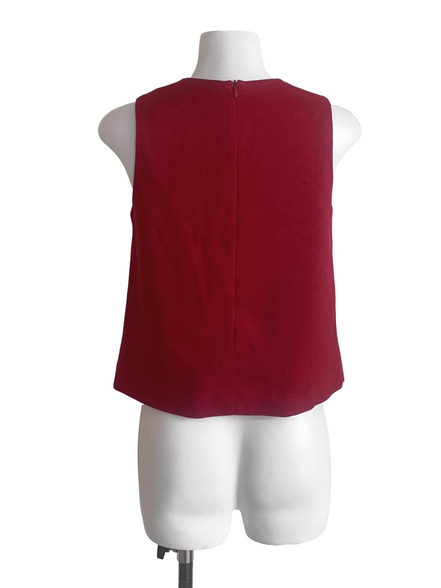 Crimson Red Round Neck Top