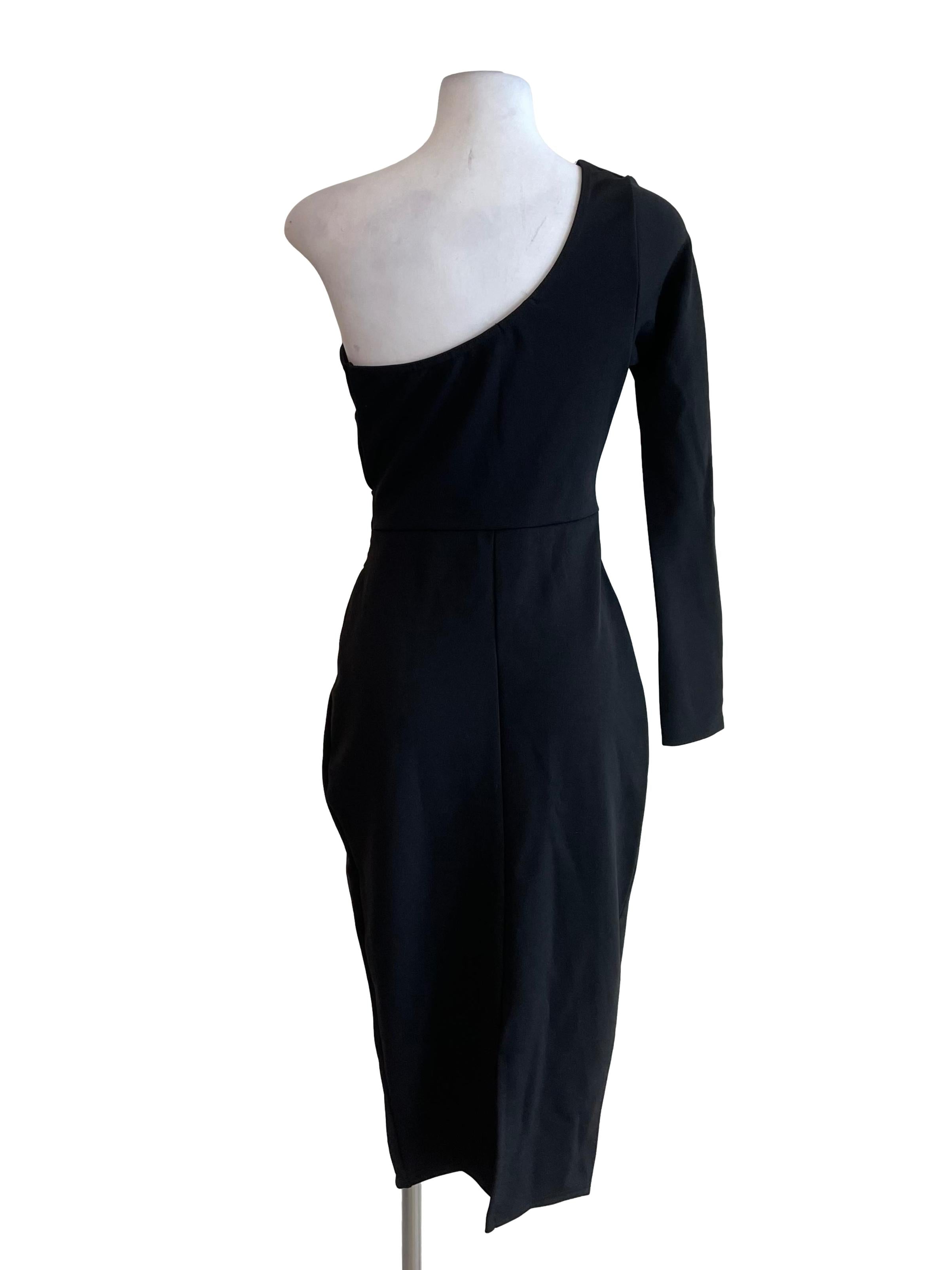 Black Asymmetrical Bow Sheath Dress