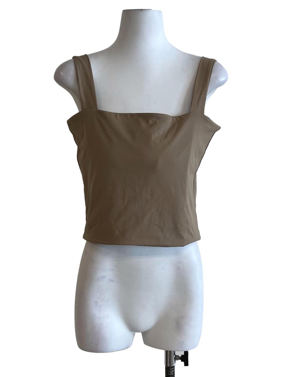 Tortilla Brown Square Neckline Sleeveless Top