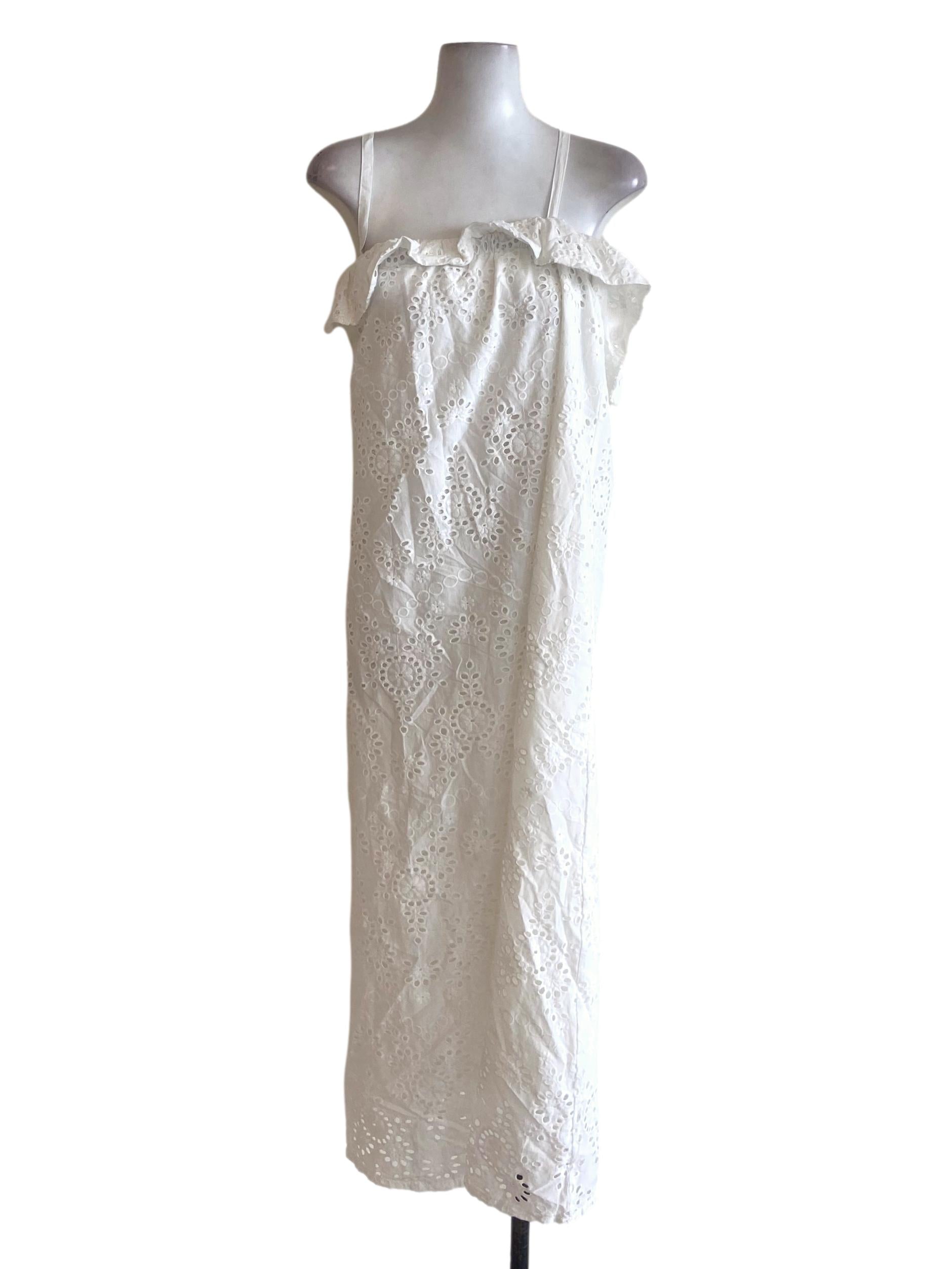White Embroidery Floral Sleeveless Slip Dress