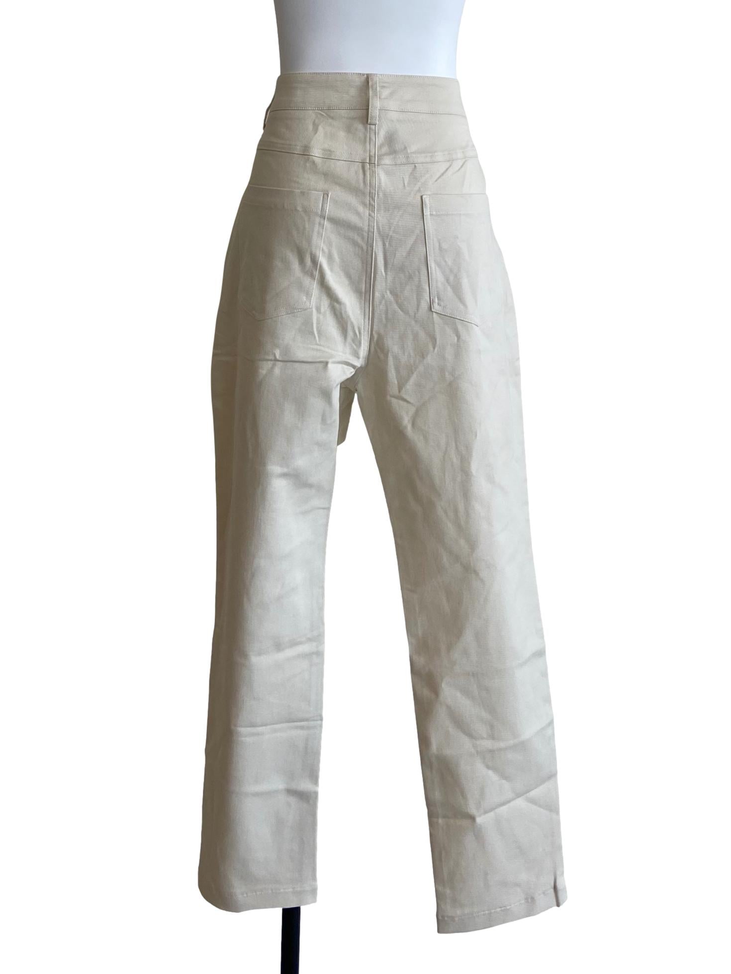 Cream Beige Herringbone Pants