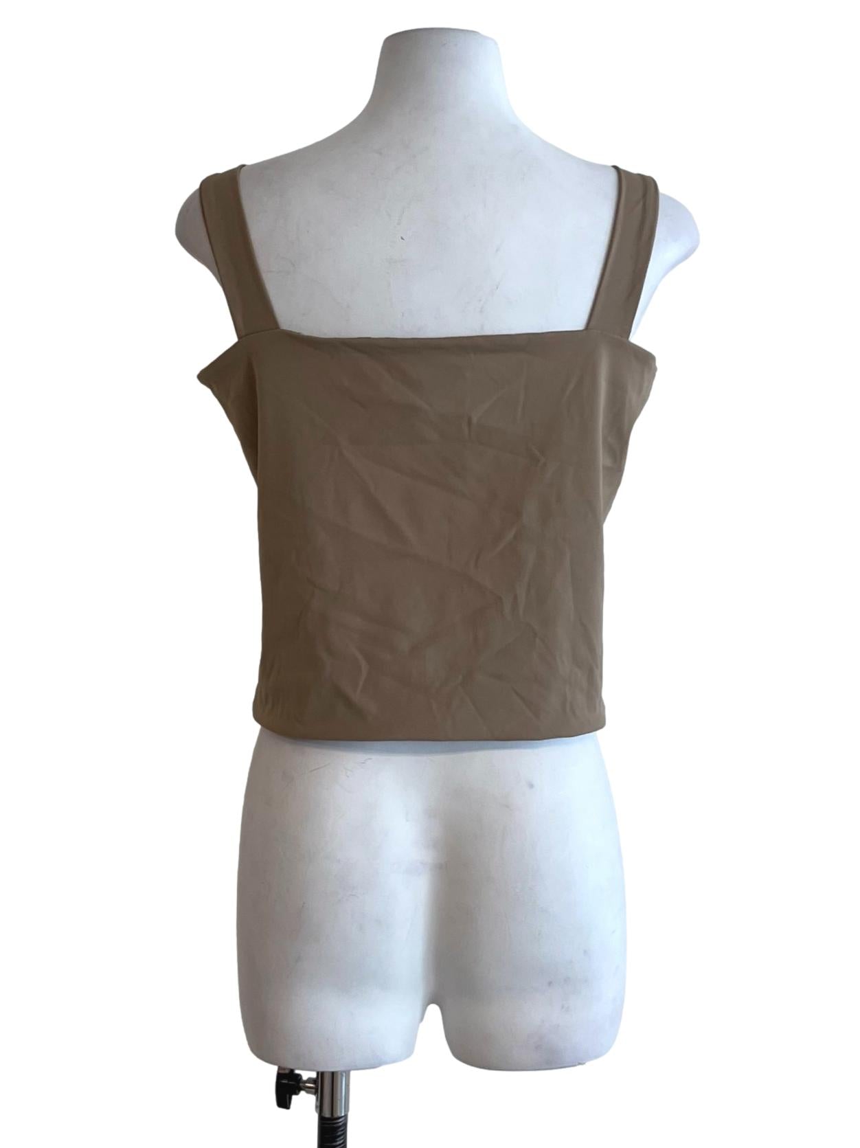 Tortilla Brown Square Neckline Sleeveless Top