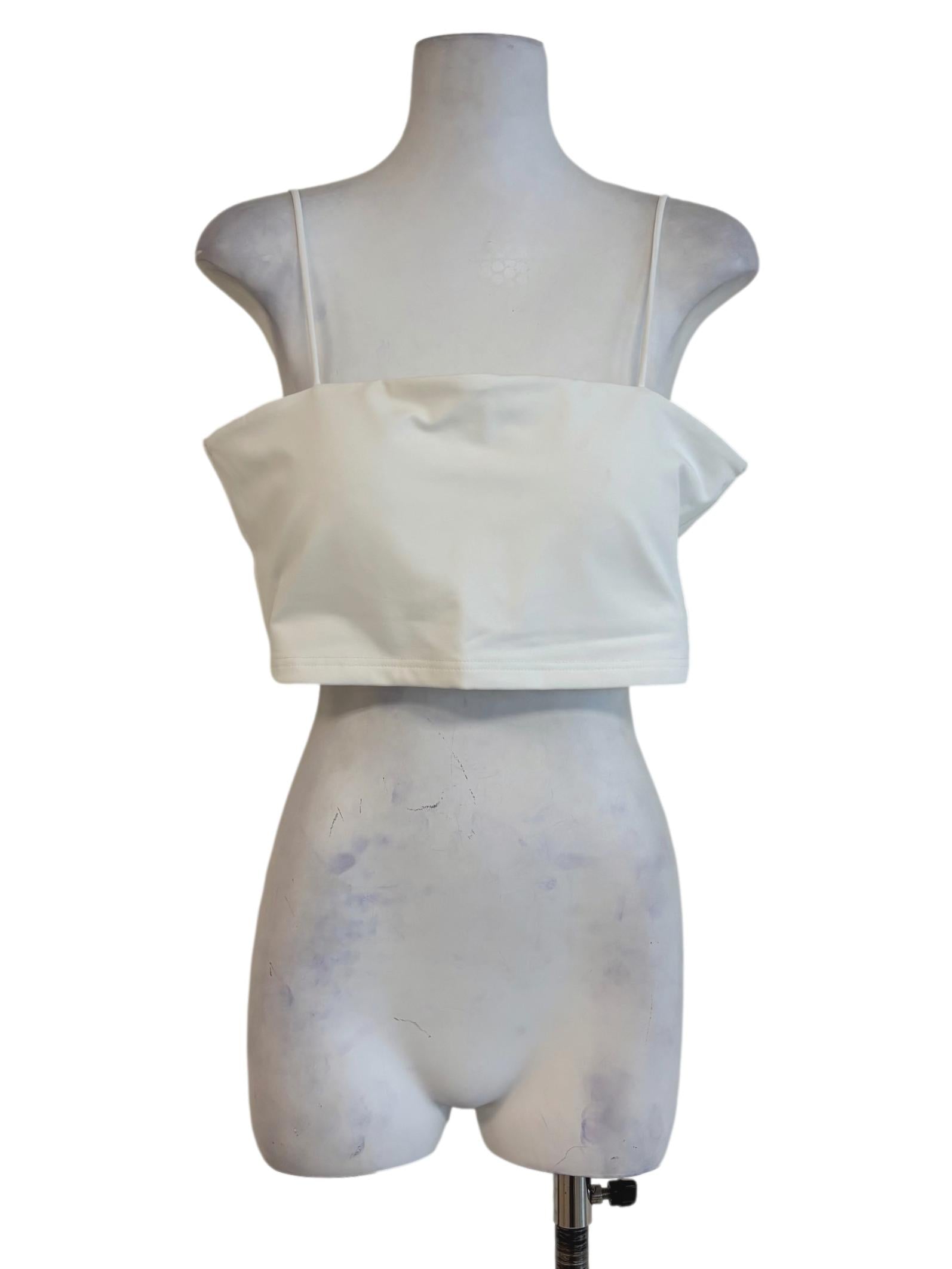 White Jalen Basic Crop Padded Top