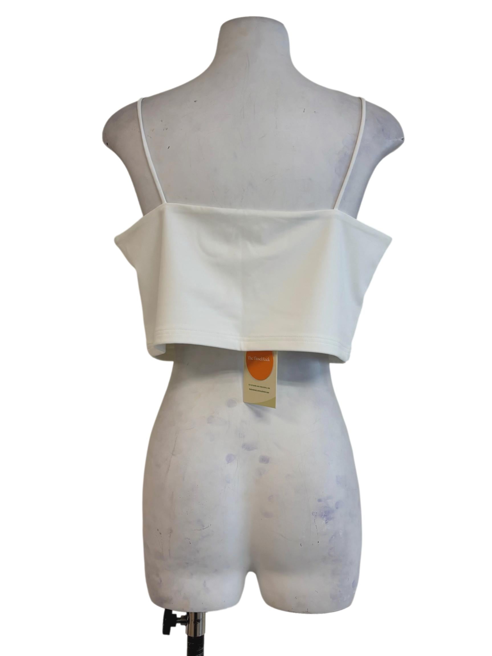 White Jalen Basic Crop Padded Top
