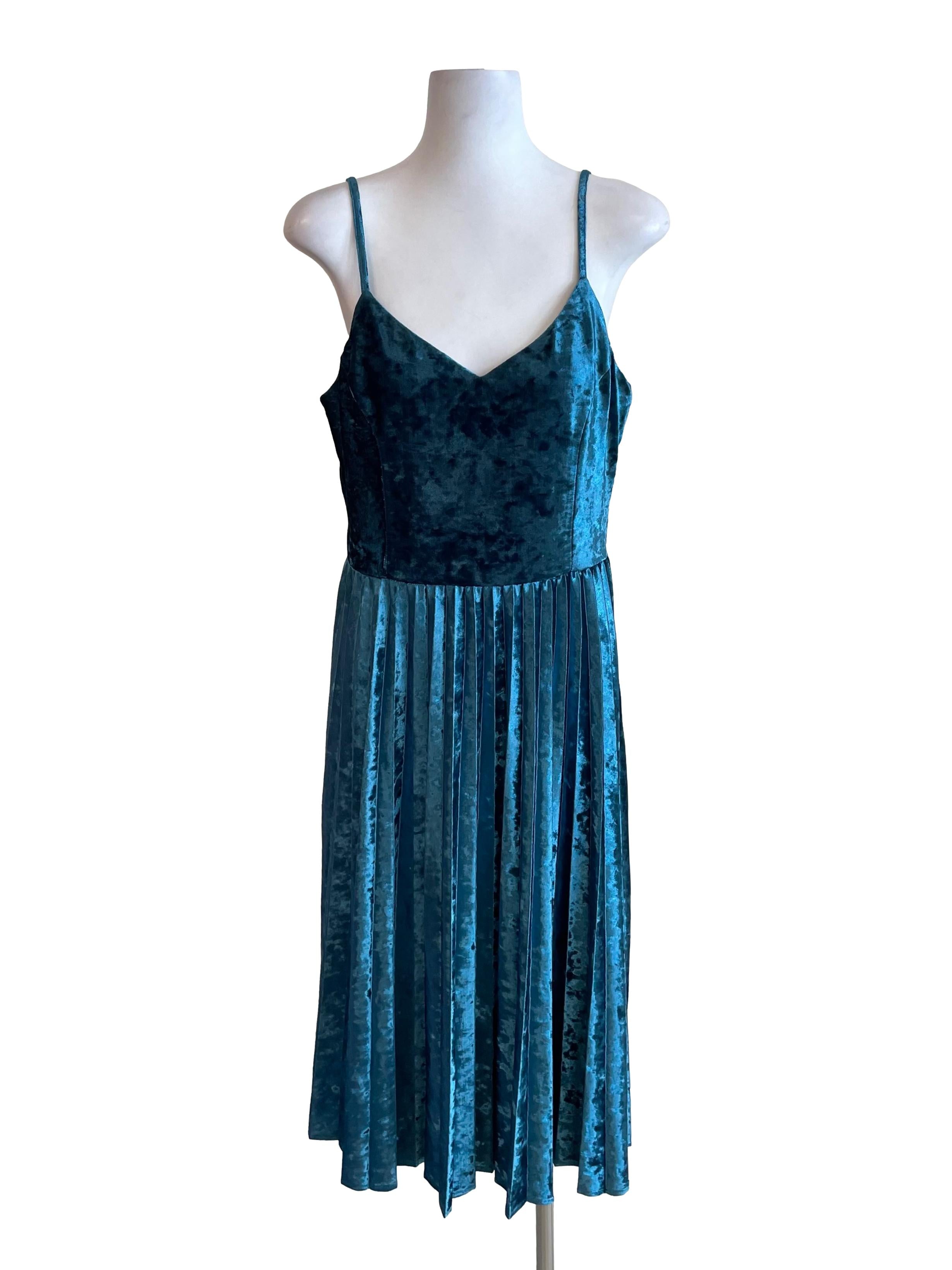 Ocean Velvet Accordion Dress