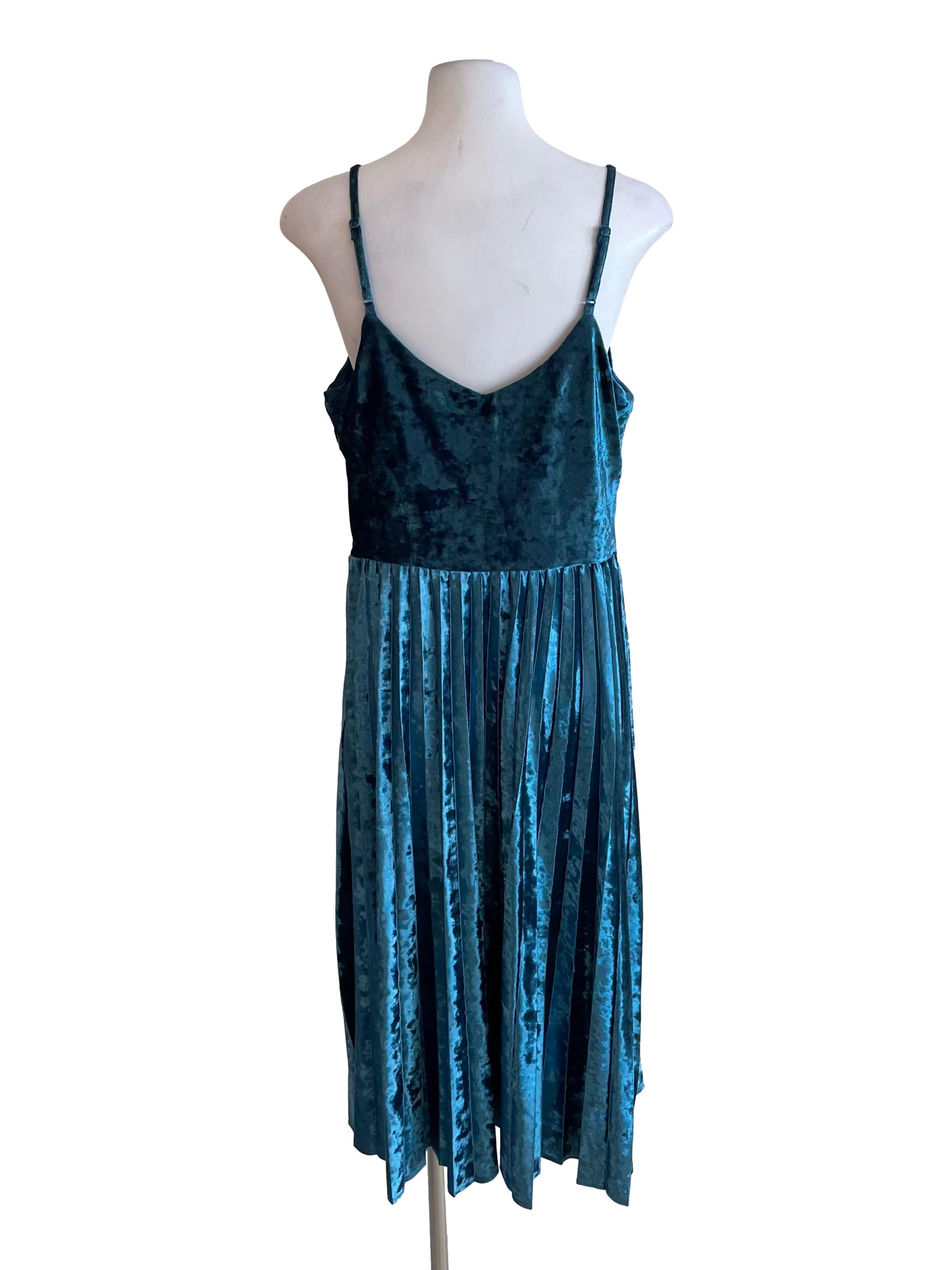 Ocean Velvet Accordion Dress