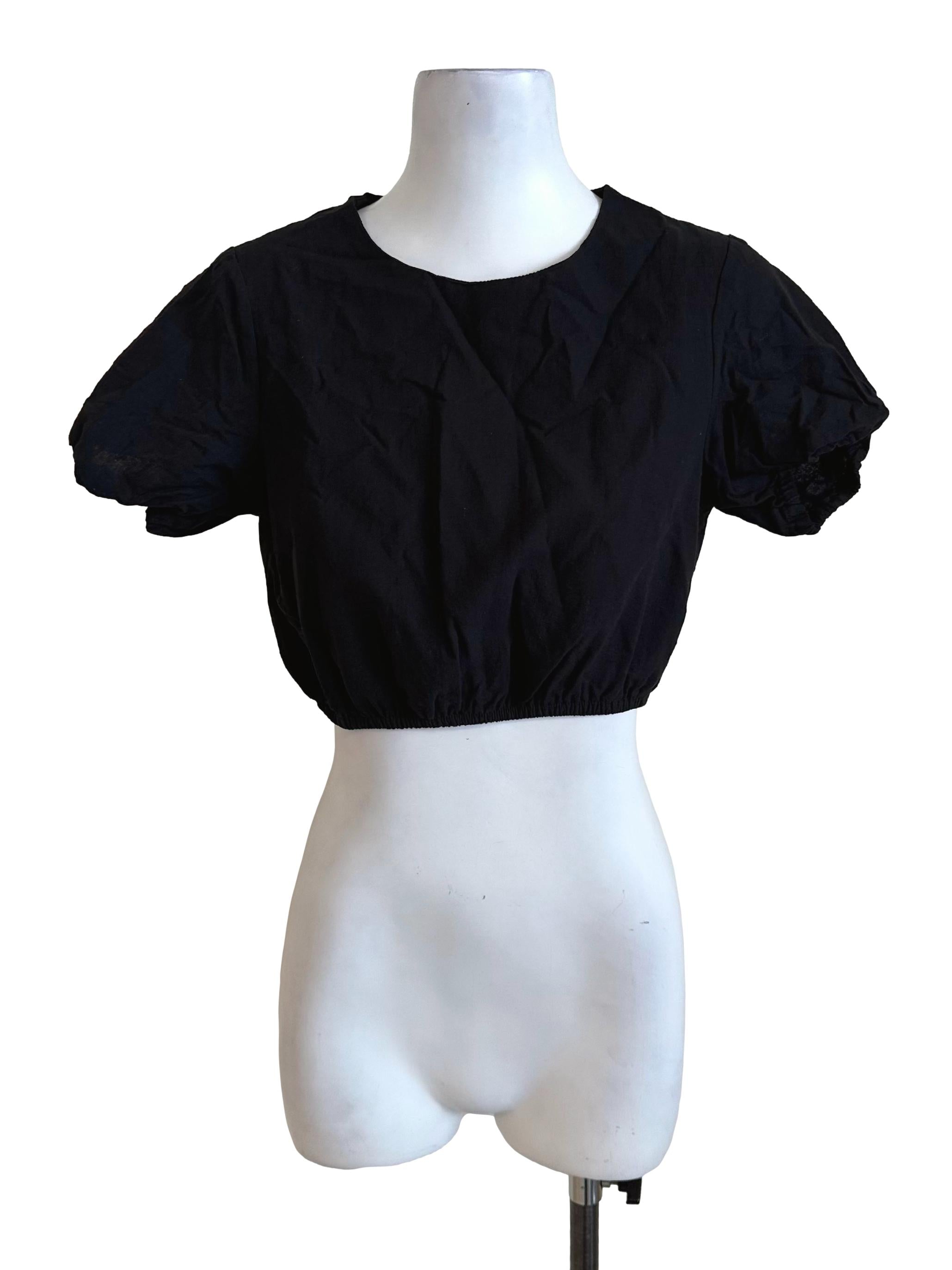 Onyx Black Round Neck Short Sleeve Top TTR