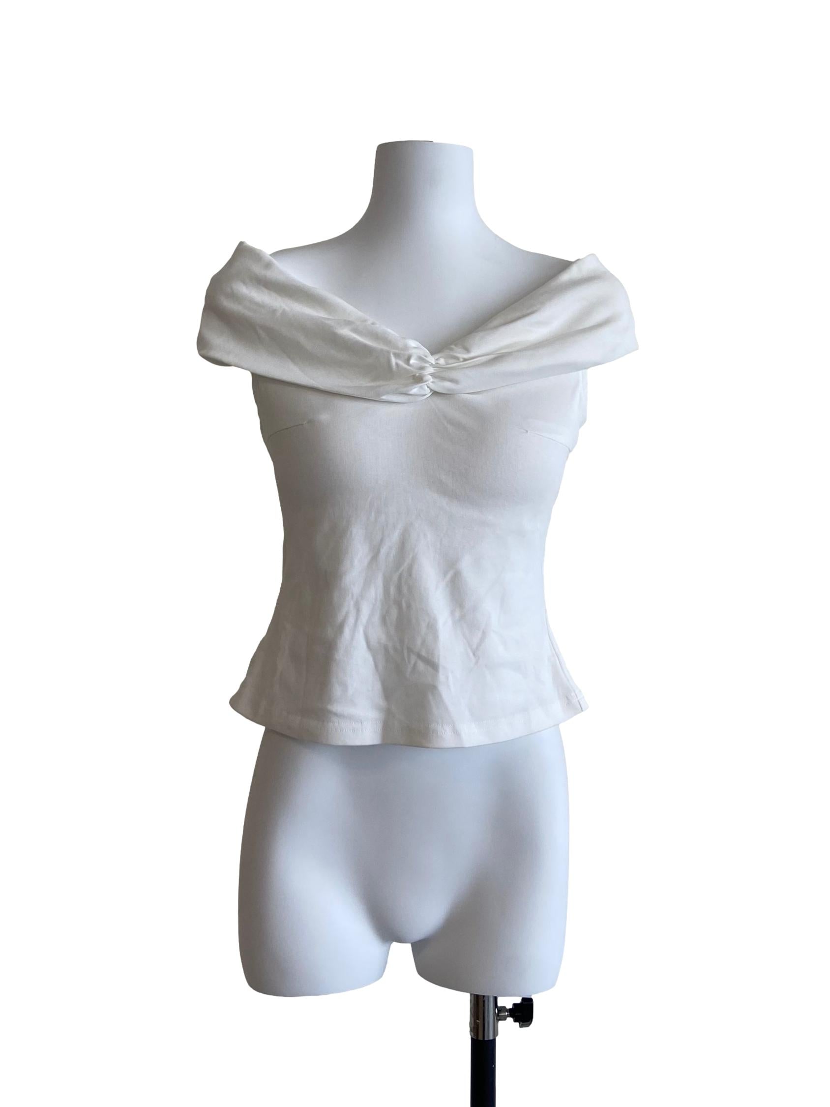 White Twill Off-Shoulder Top
