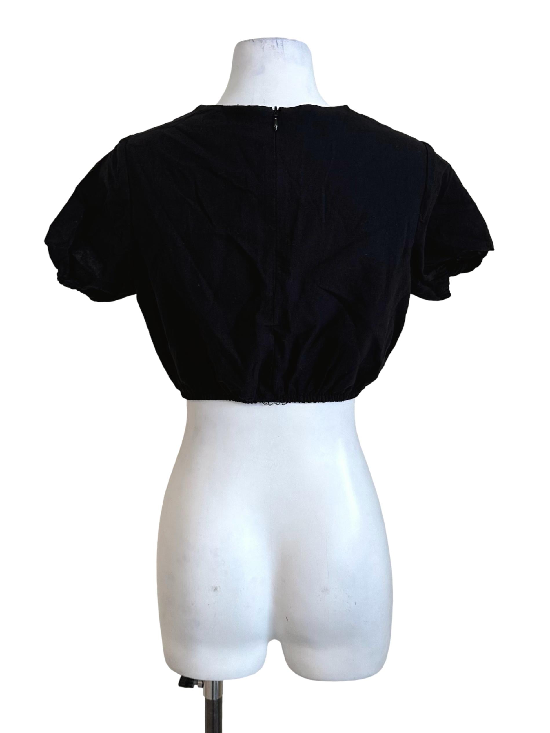 Onyx Black Round Neck Short Sleeve Top TTR
