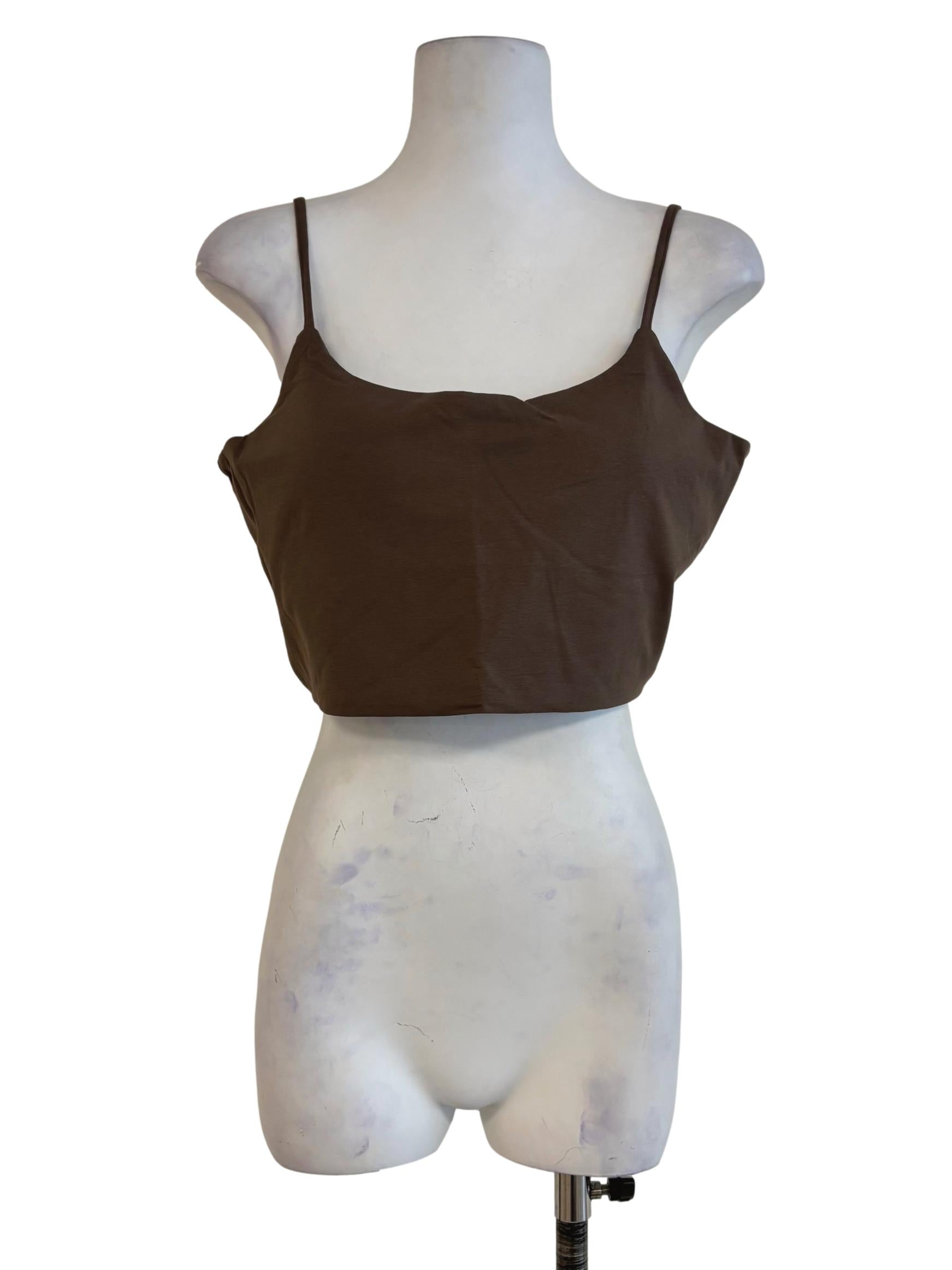 Brown Edith U Neck Padded Top