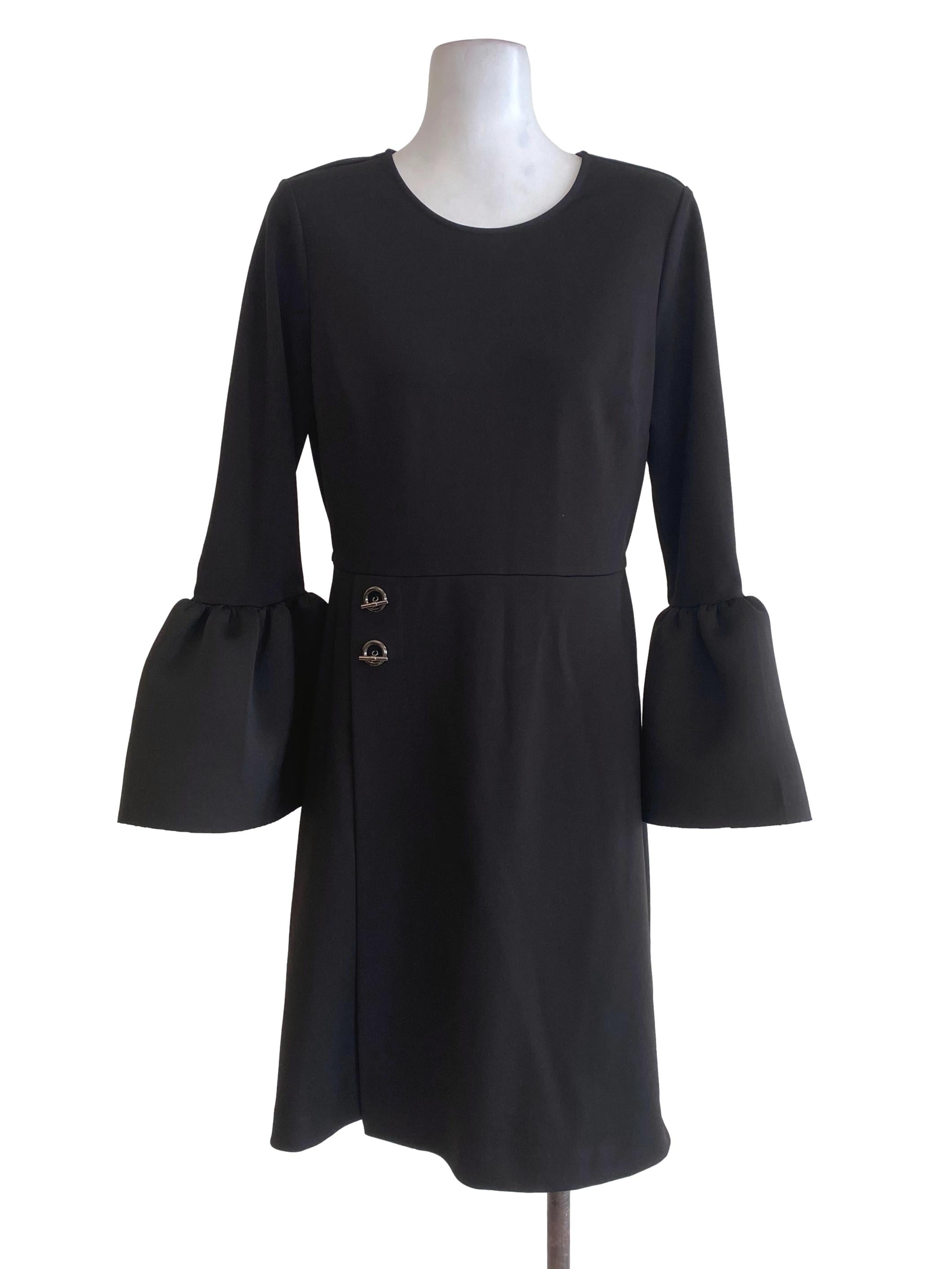 Black Ruffle Hem Sleeves Dress | REFASH