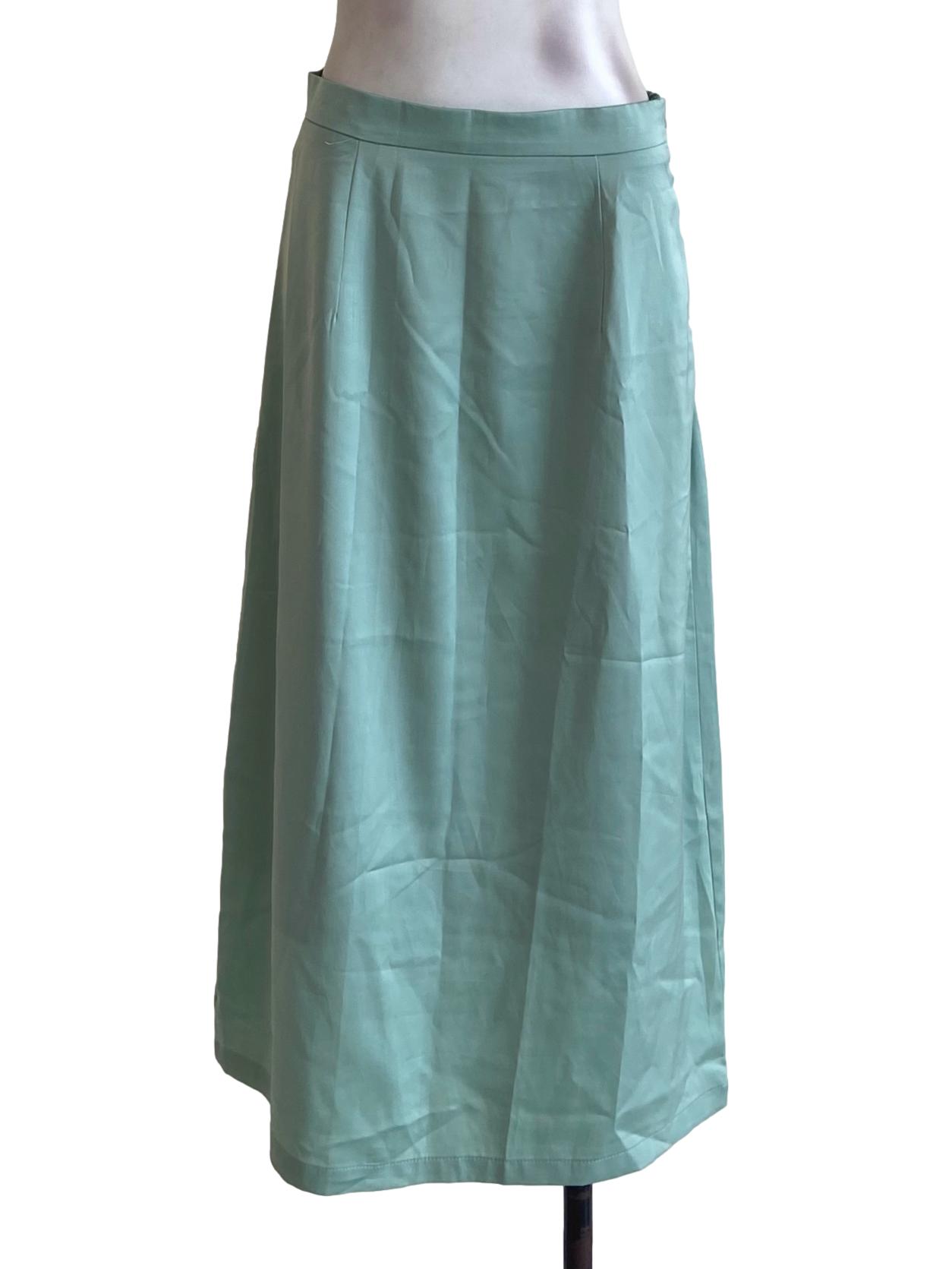 Pistachio Green Silk Slit Skirt