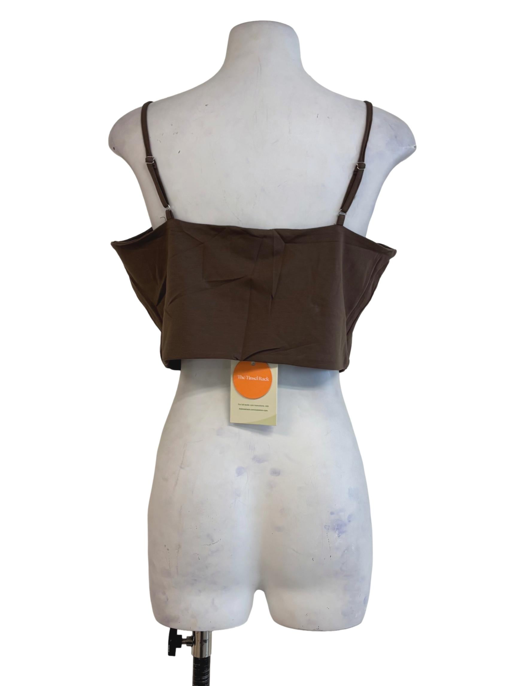 Brown Edith U Neck Padded Top