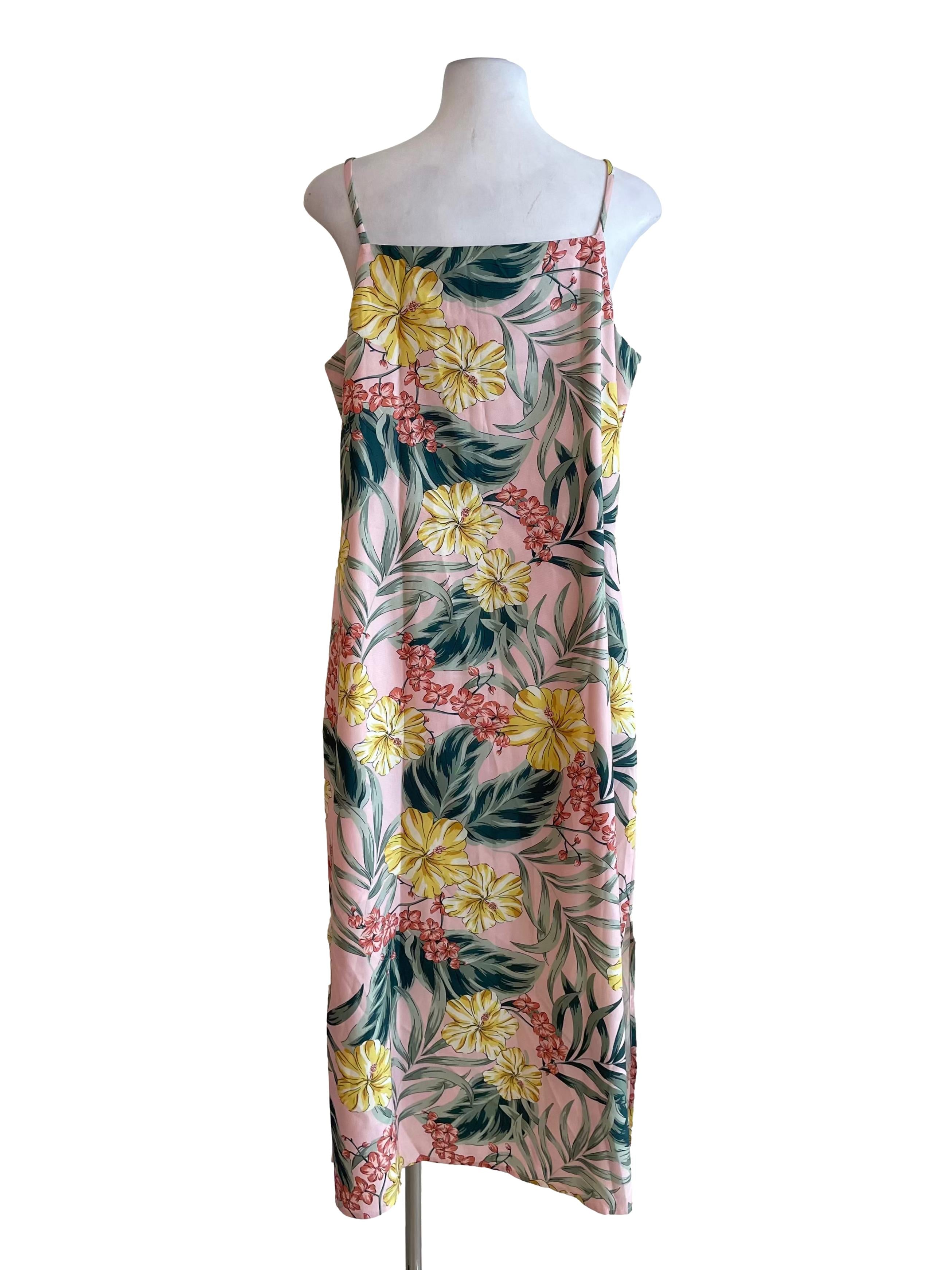 Pale Pink Tropical Slip Dress