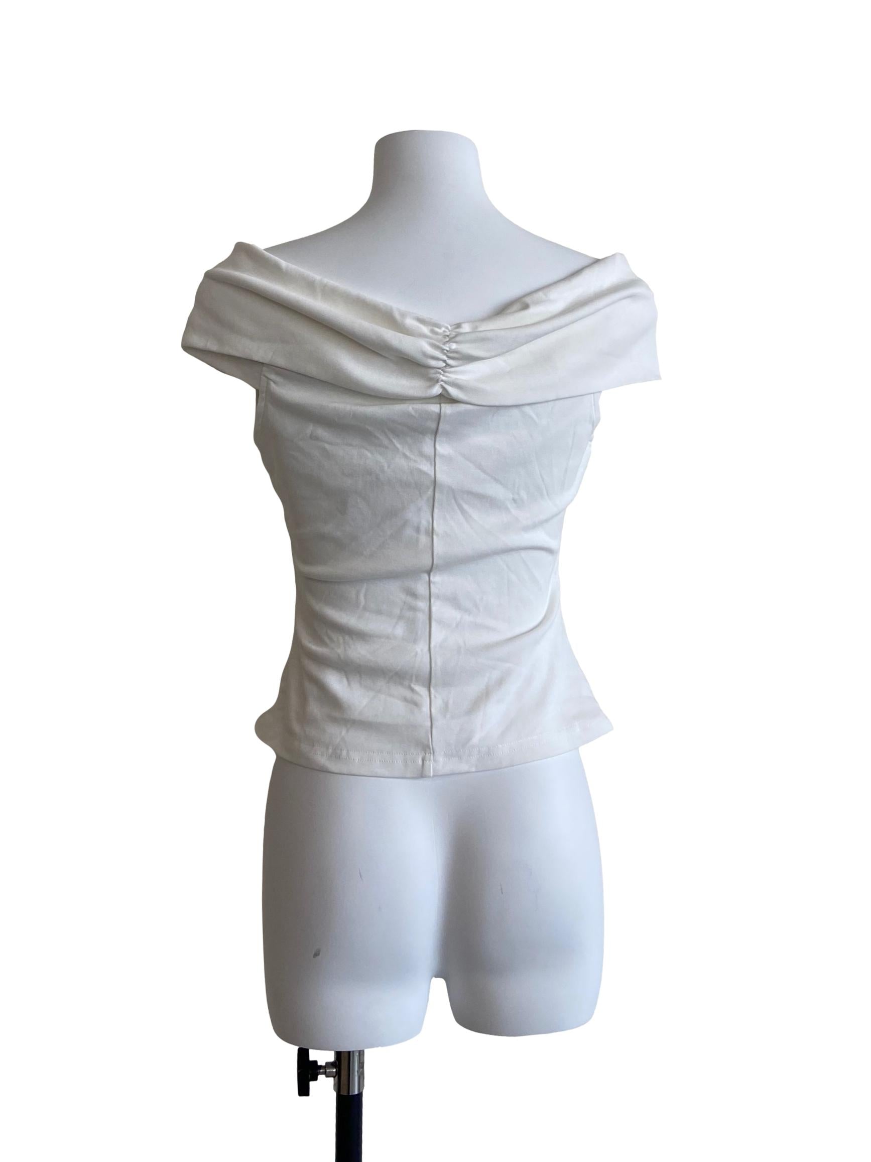 White Twill Off-Shoulder Top