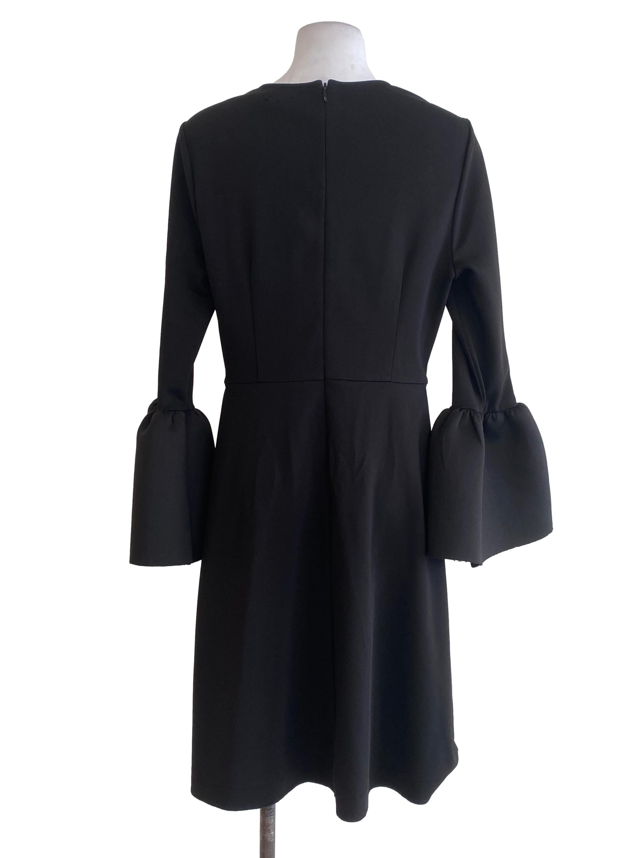 Black Ruffle Hem Sleeves Dress | REFASH