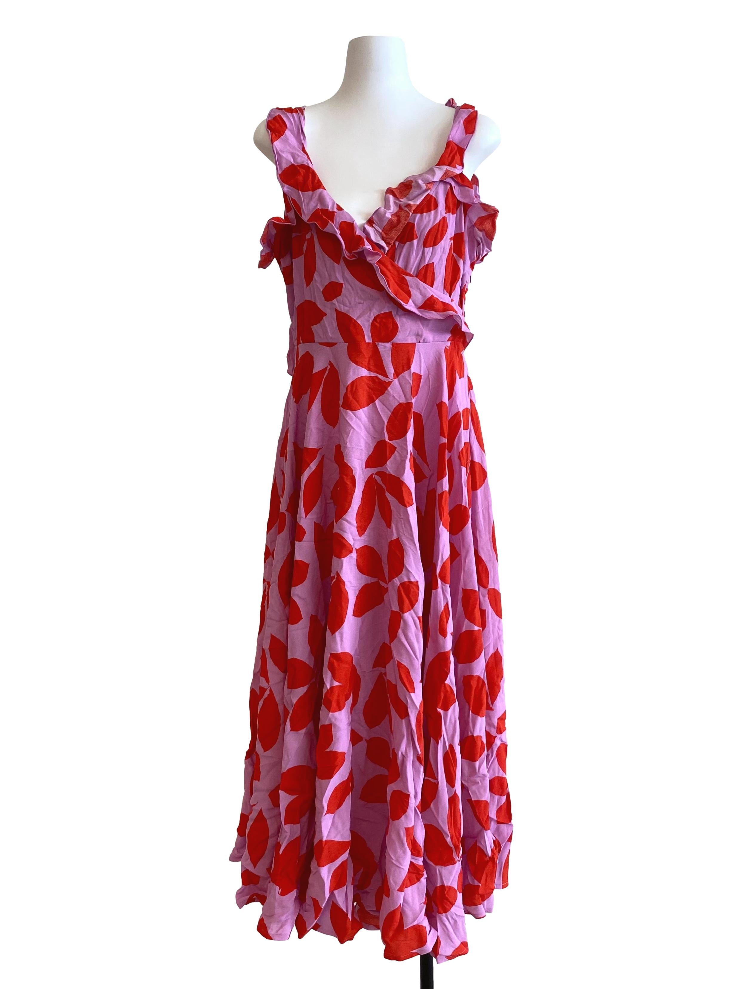 Red Pink Flower Dress