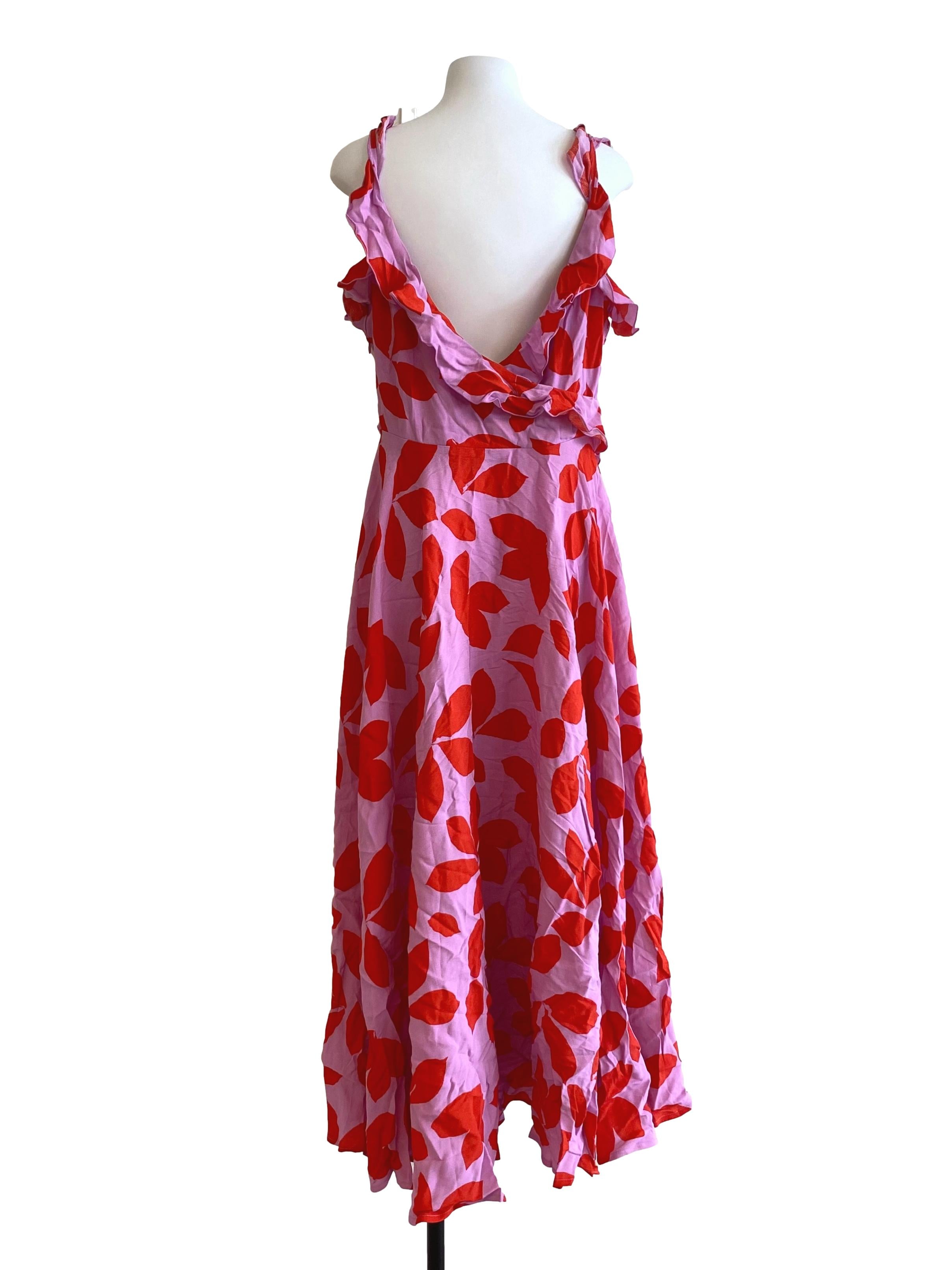 Red Pink Flower Dress