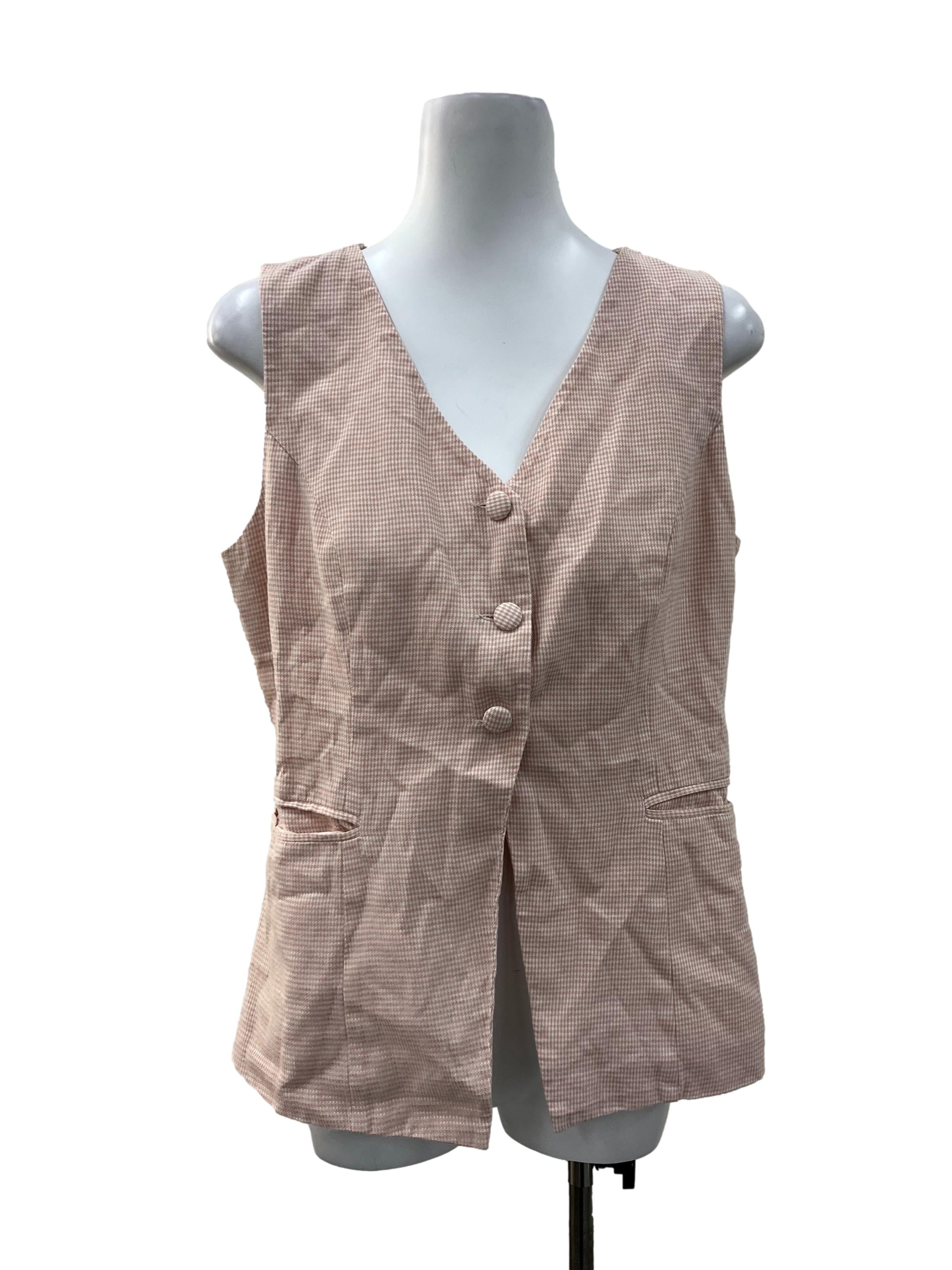 Salmon Houndstooth Vest Top