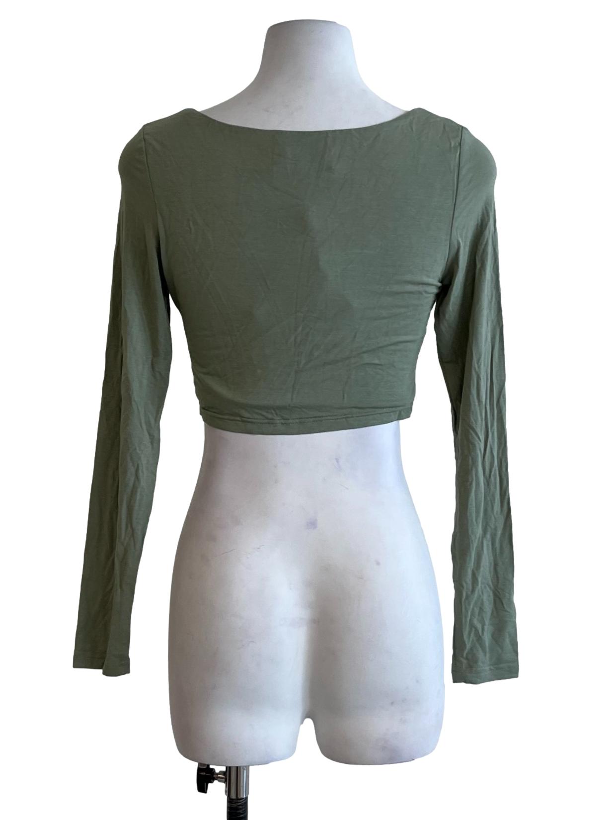 Sage Green Square Neckline Crop Top