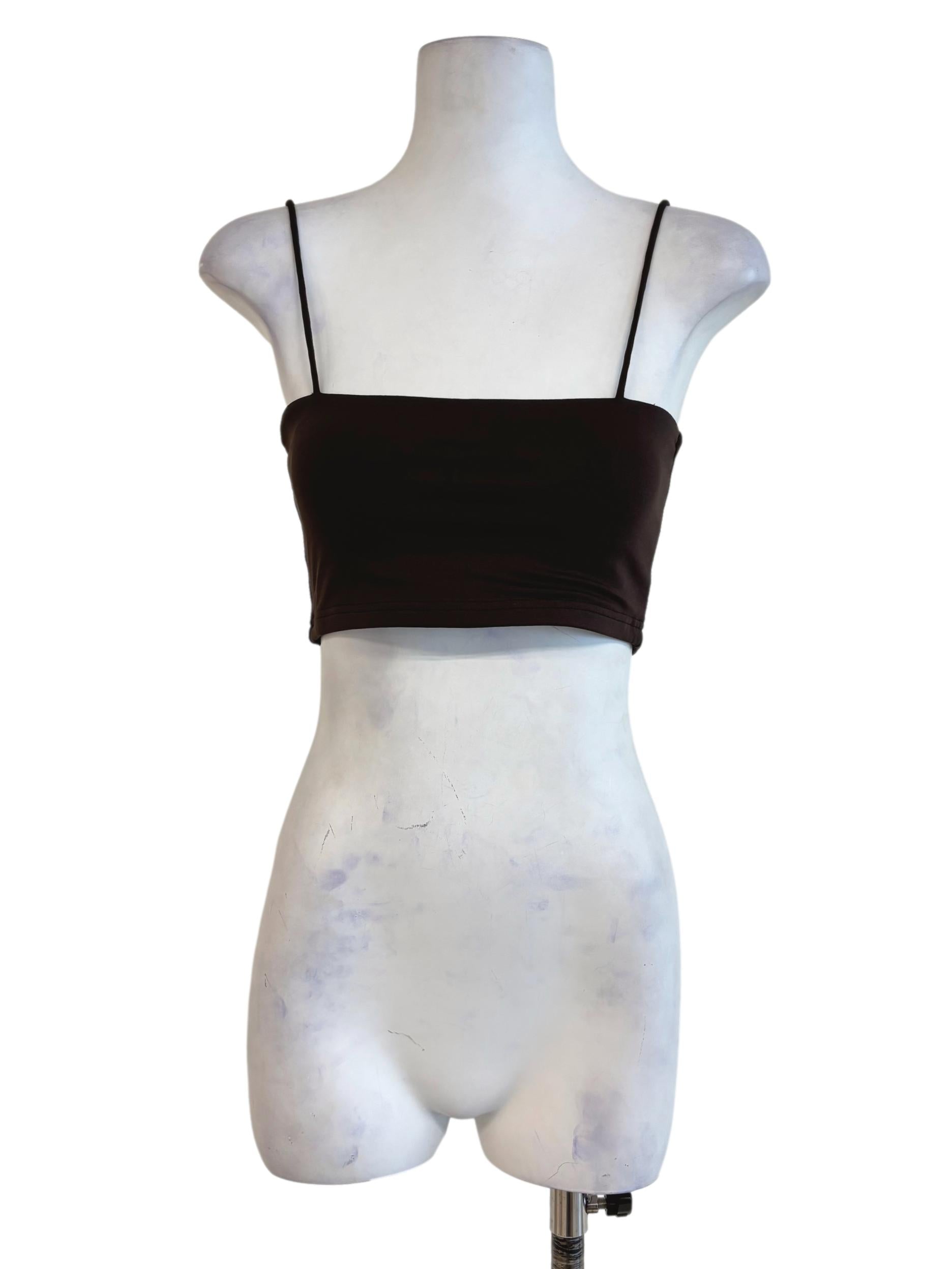 Brown Jalen Basic Crop Padded Top