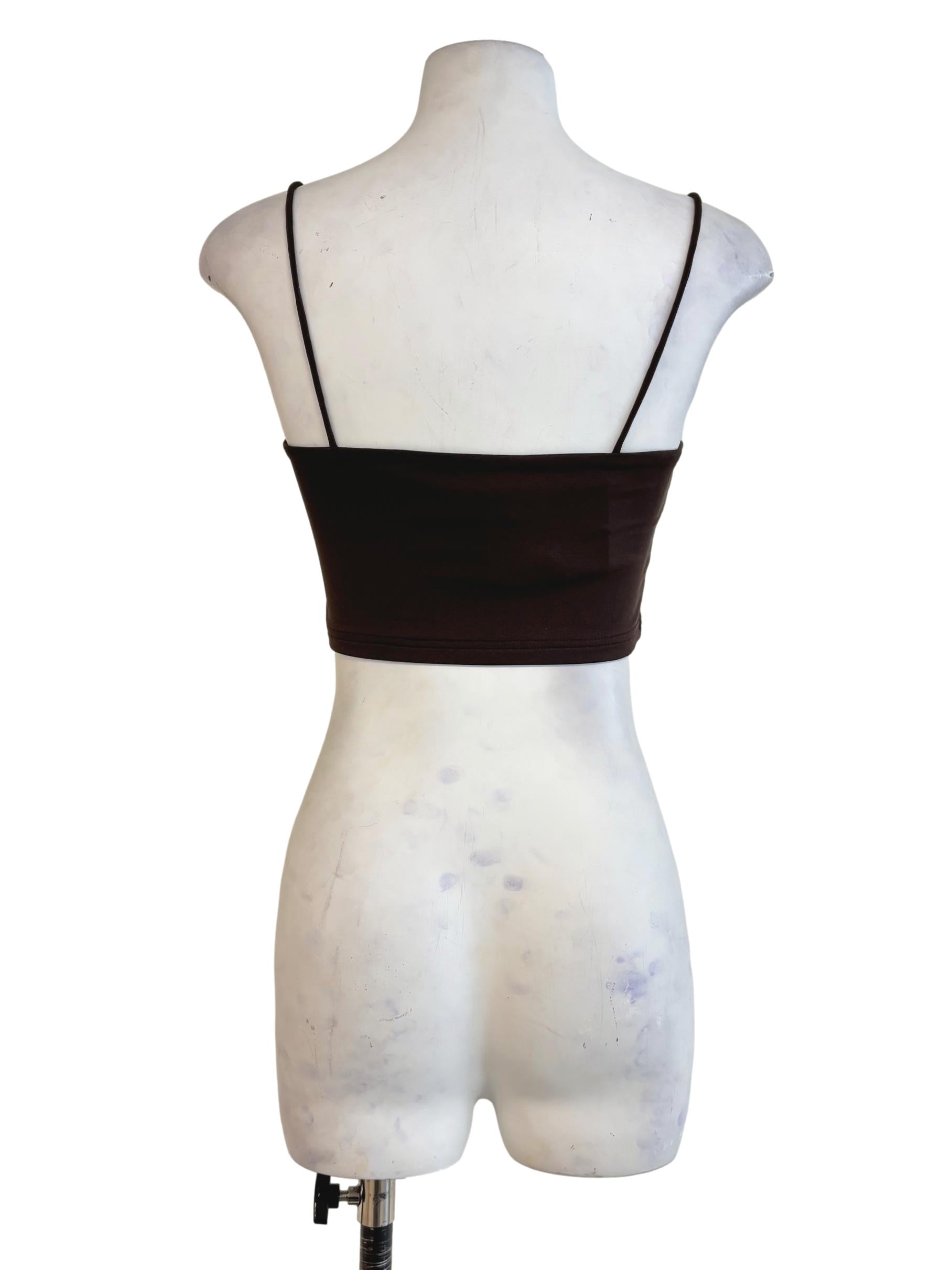 Brown Jalen Basic Crop Padded Top