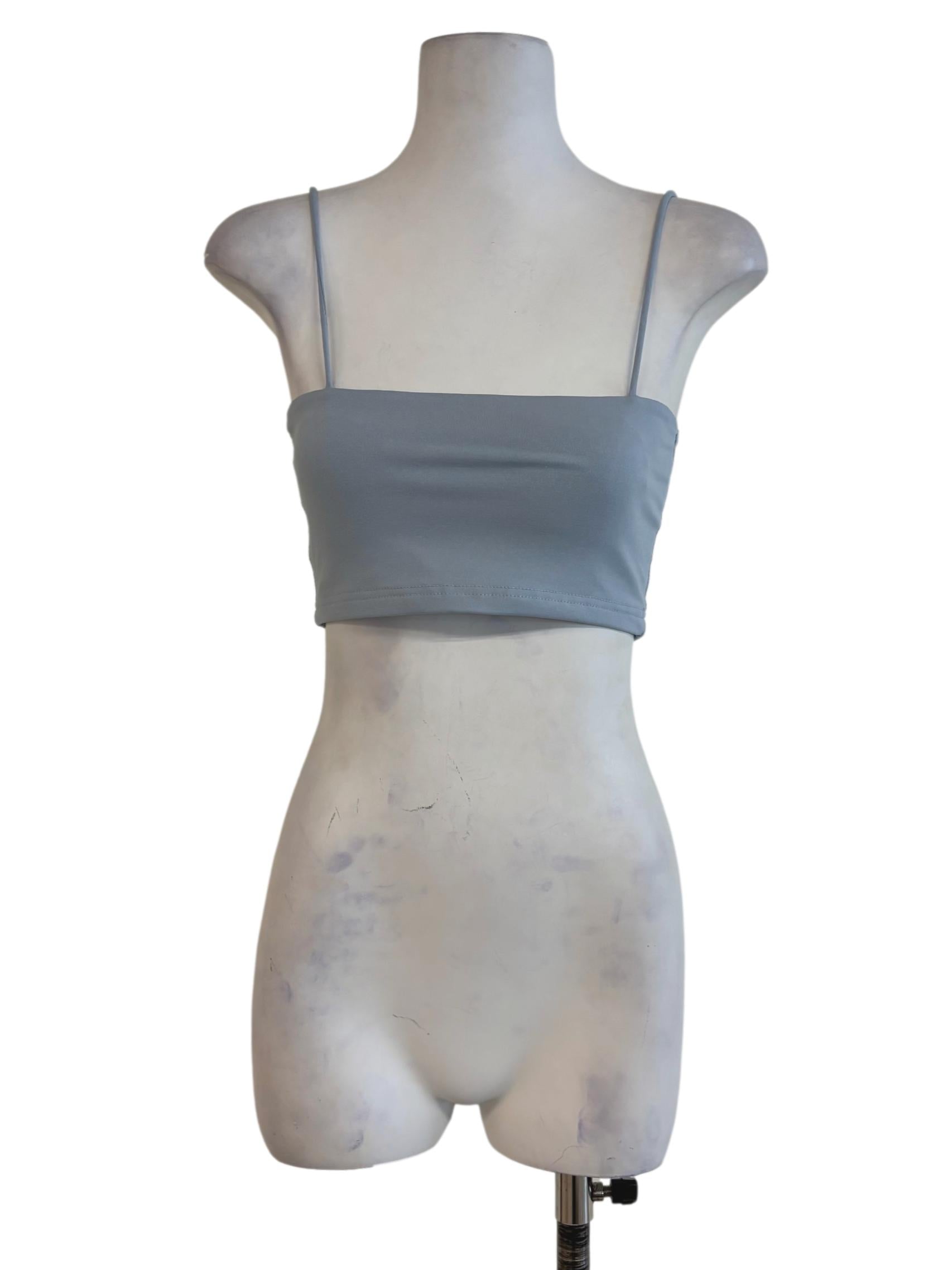 Blue Jalen Basic Crop Padded Top