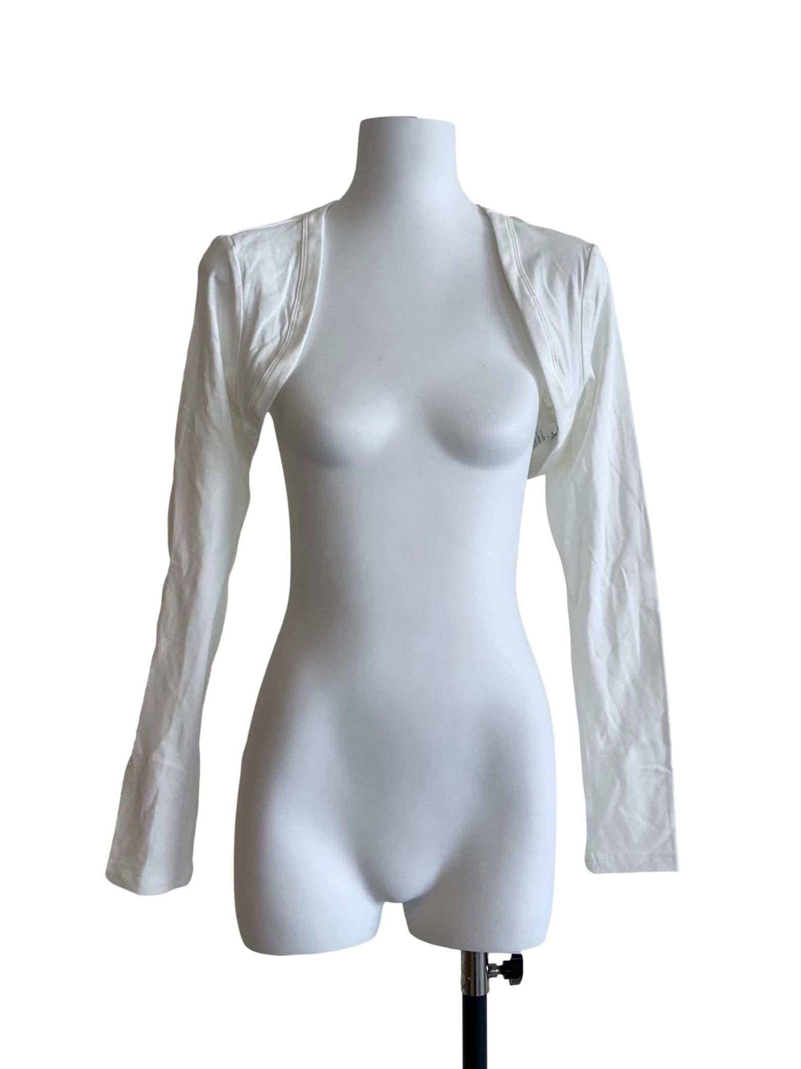 White Twill Crop Cardigan