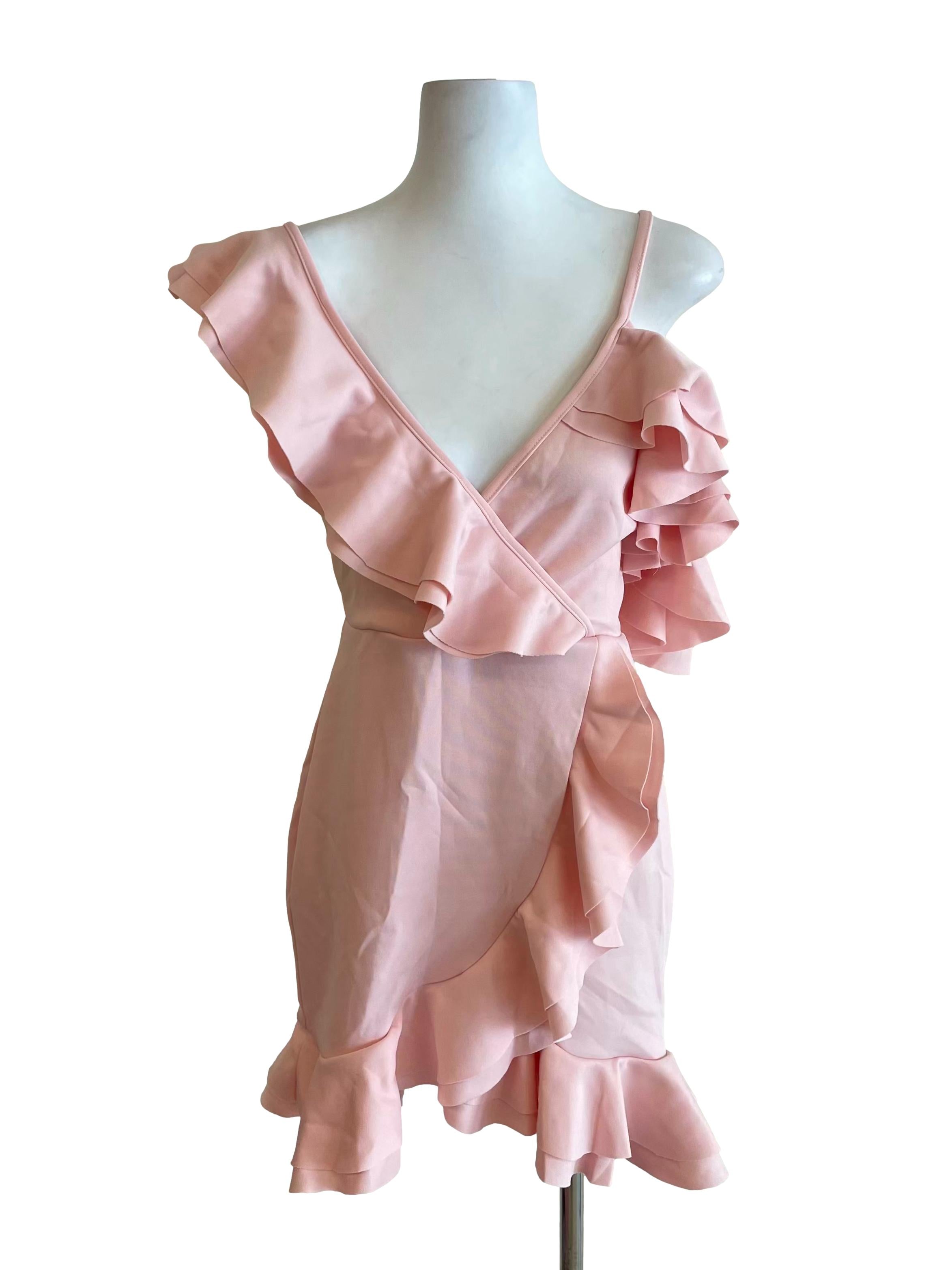Baby Pink Ruffle Trumpet Dress
