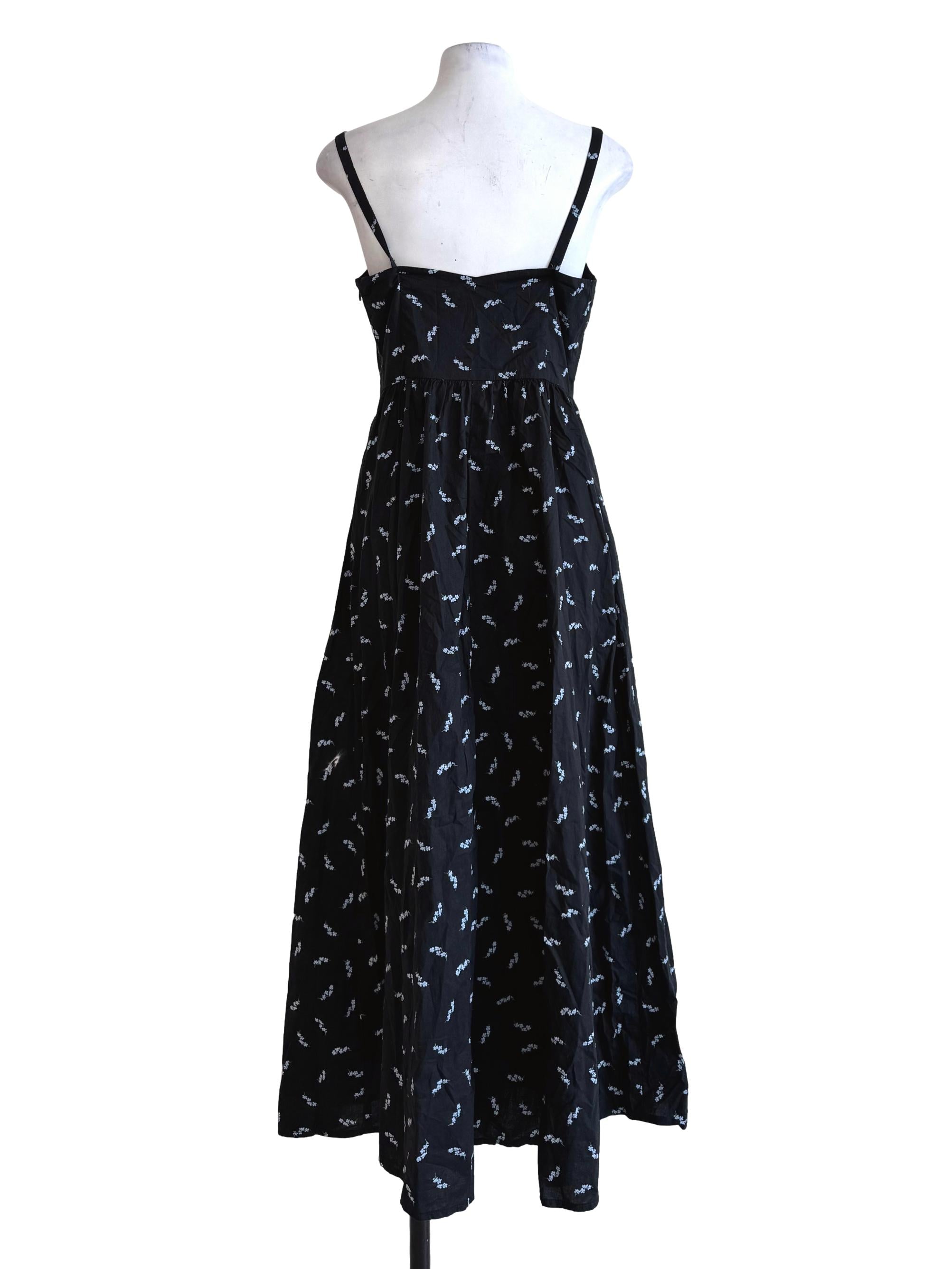 Carbon Black With Floral Prints Empire Dress LB