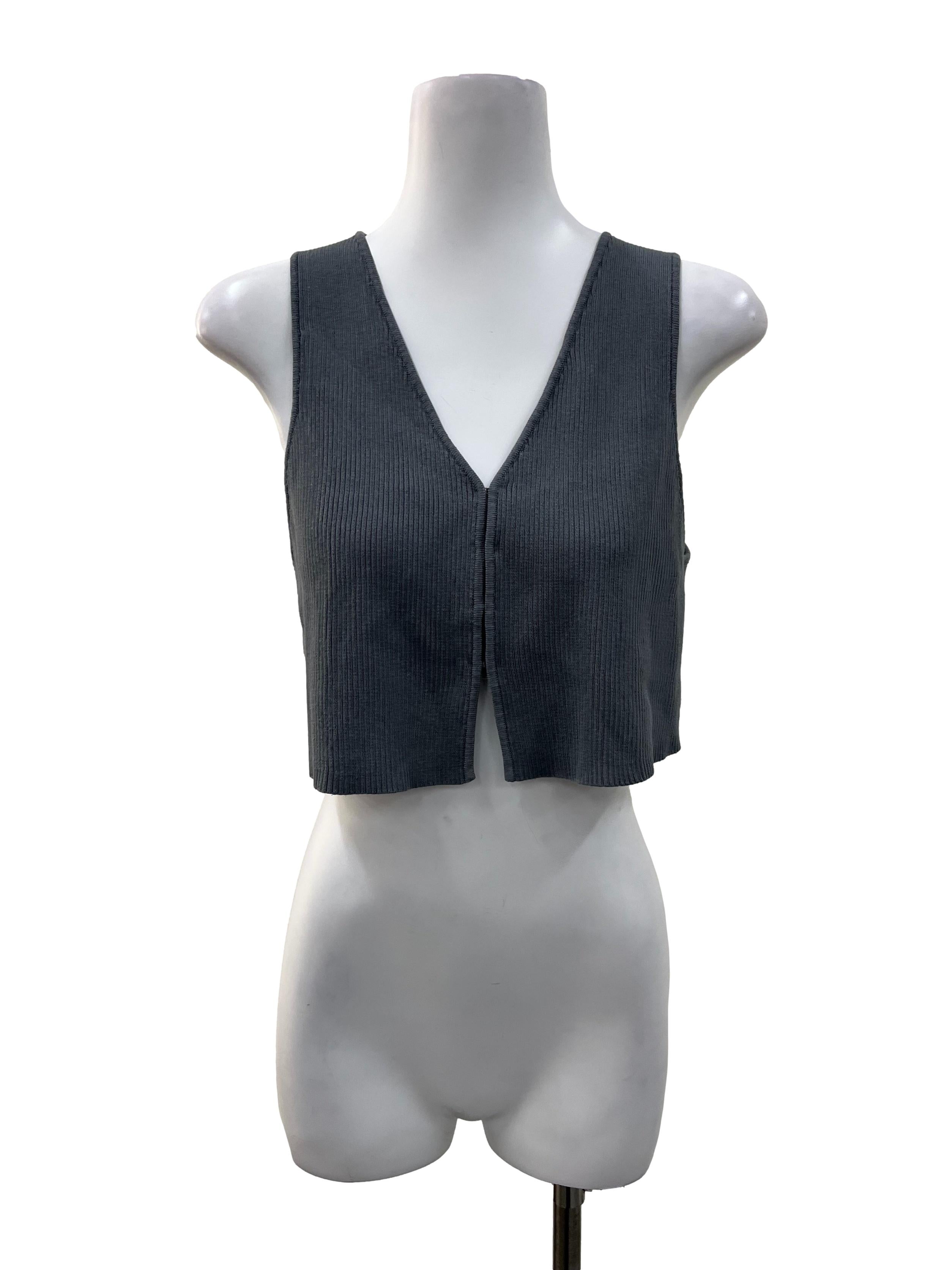 Grey Ribbed Vest Top