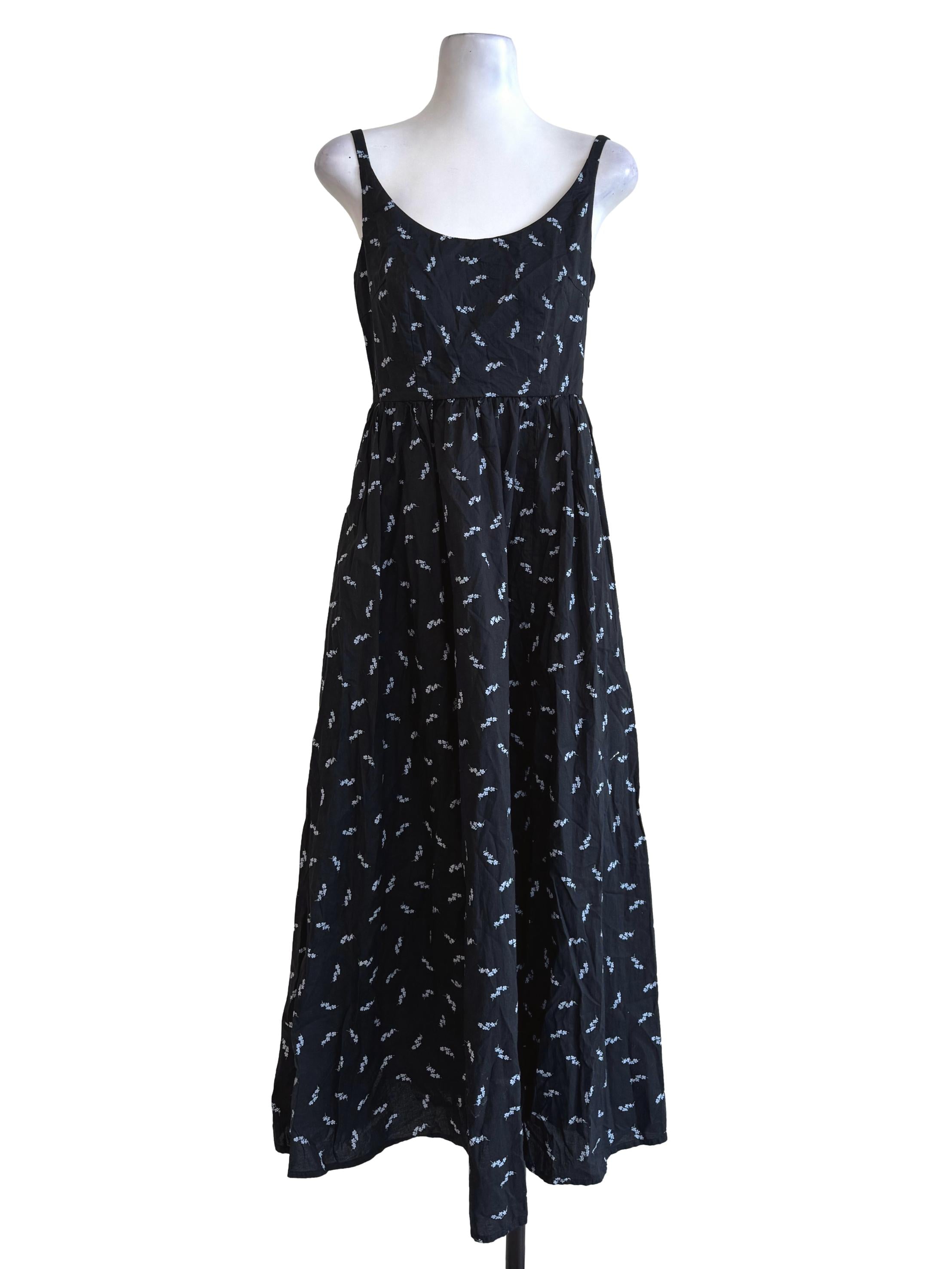 Carbon Black With Floral Prints Empire Dress LB