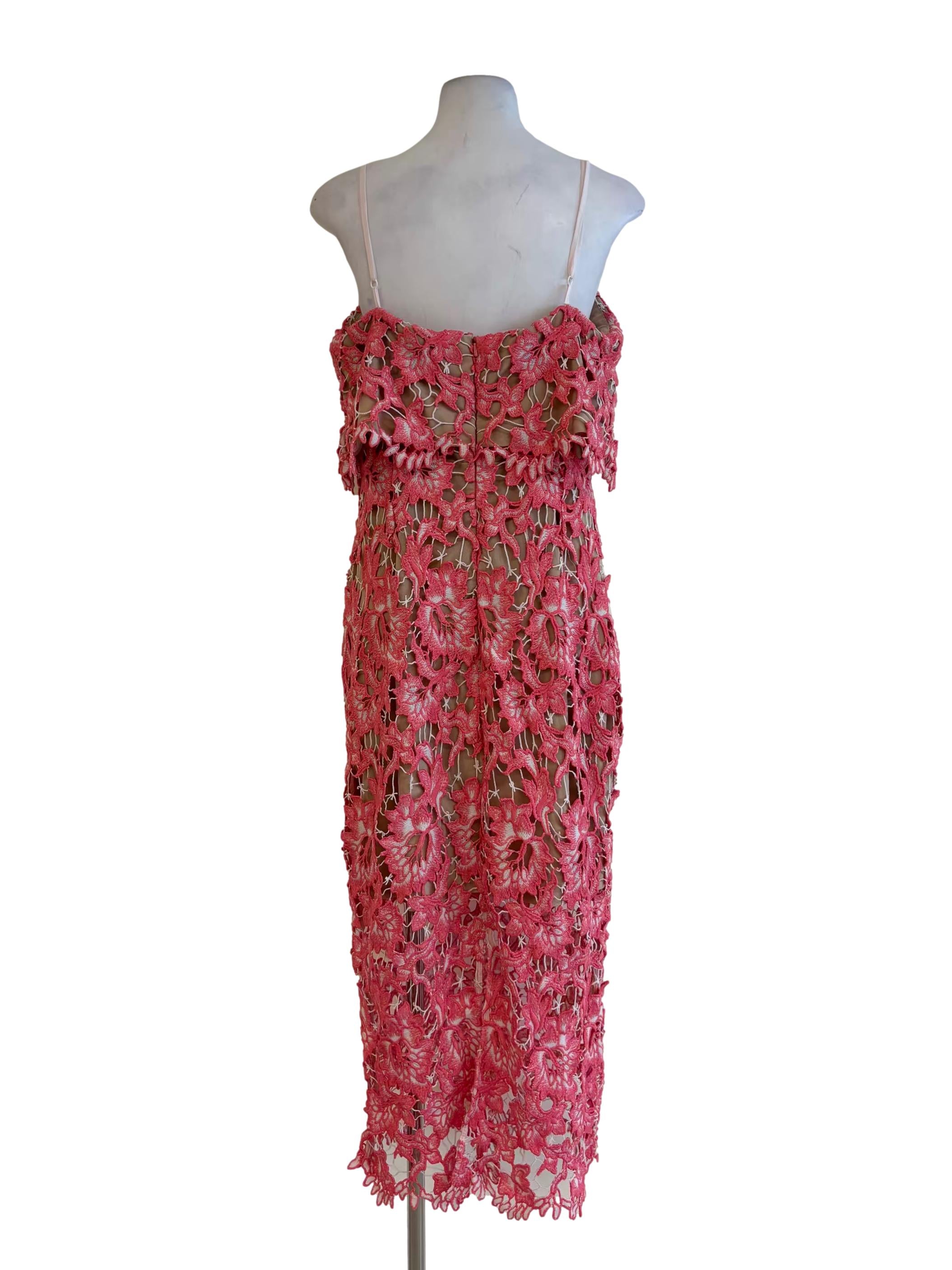 Watermelon Pink Spaghetti Strap Floral Dress