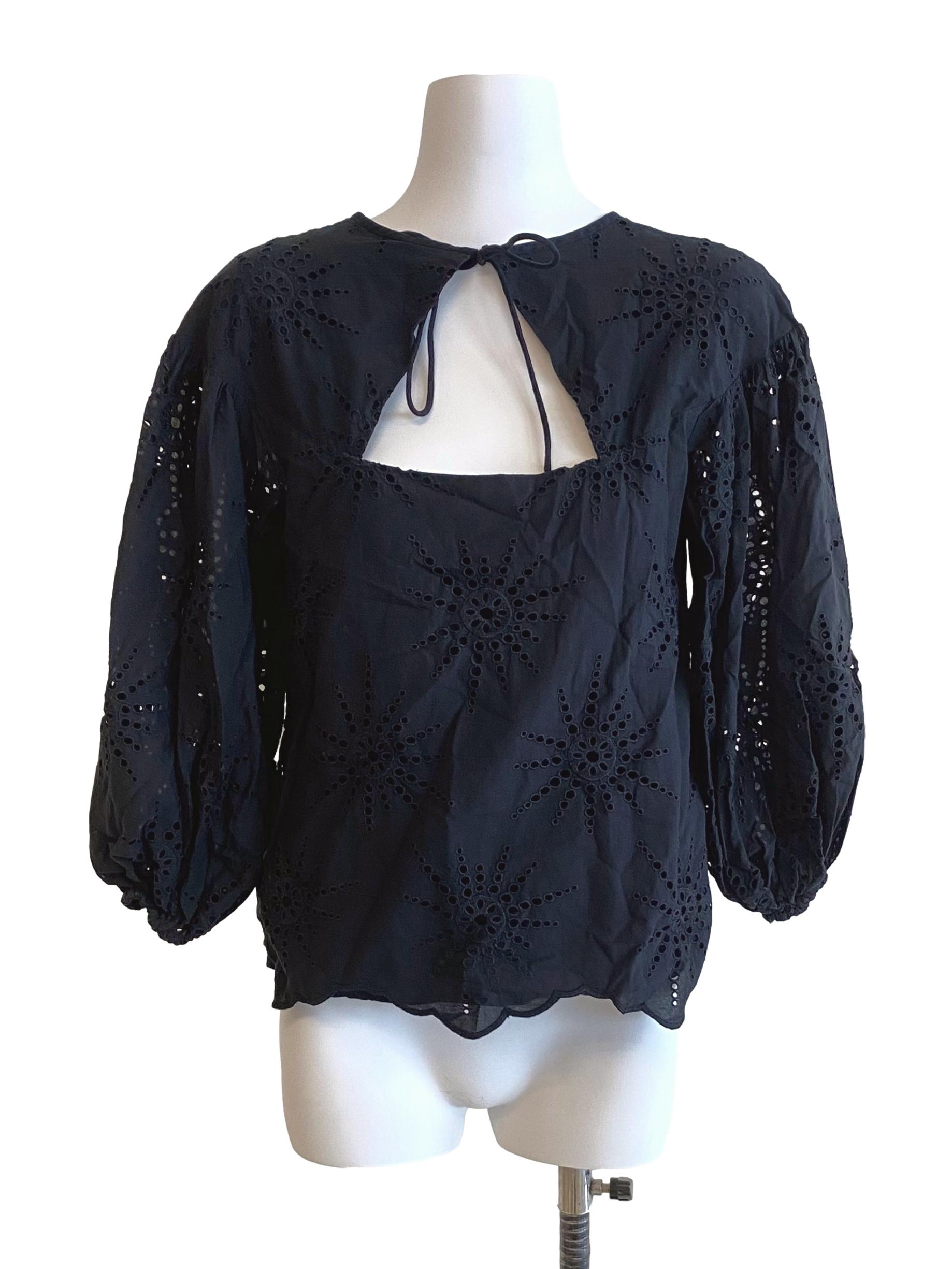 Black Lace Bow Top