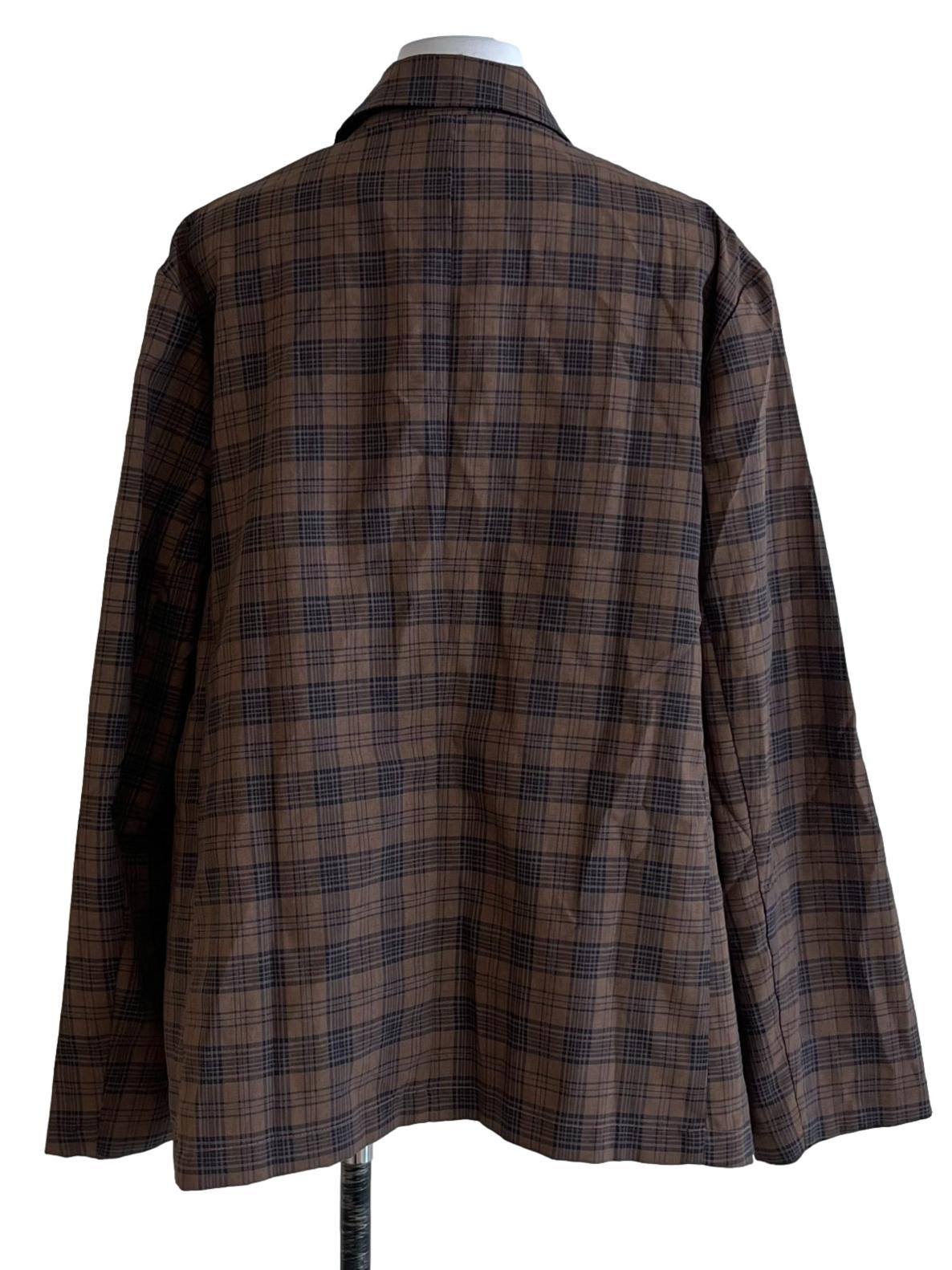 Caramel Brown Tartan Single-Breasted Blazer