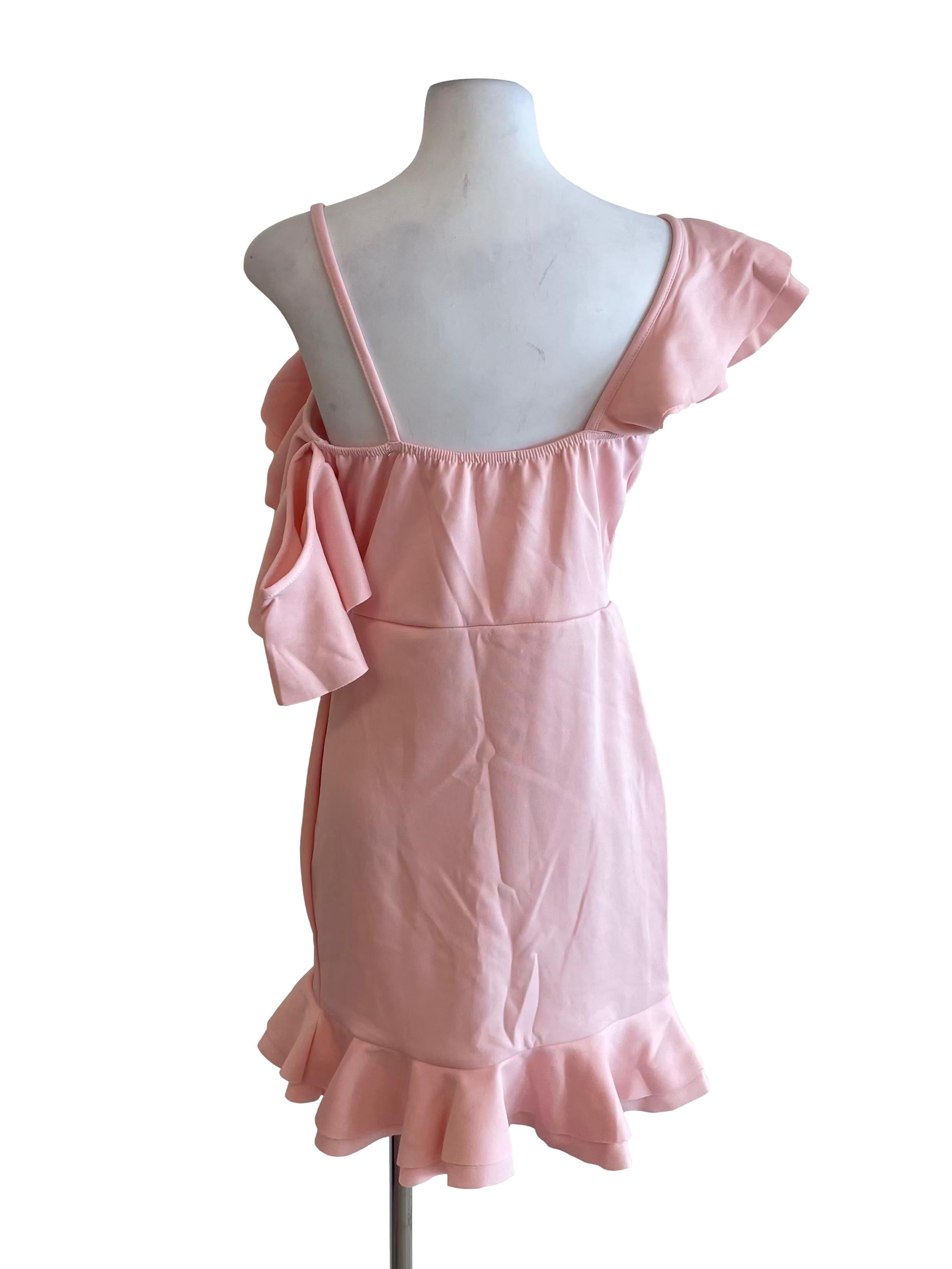 Baby Pink Ruffle Trumpet Dress