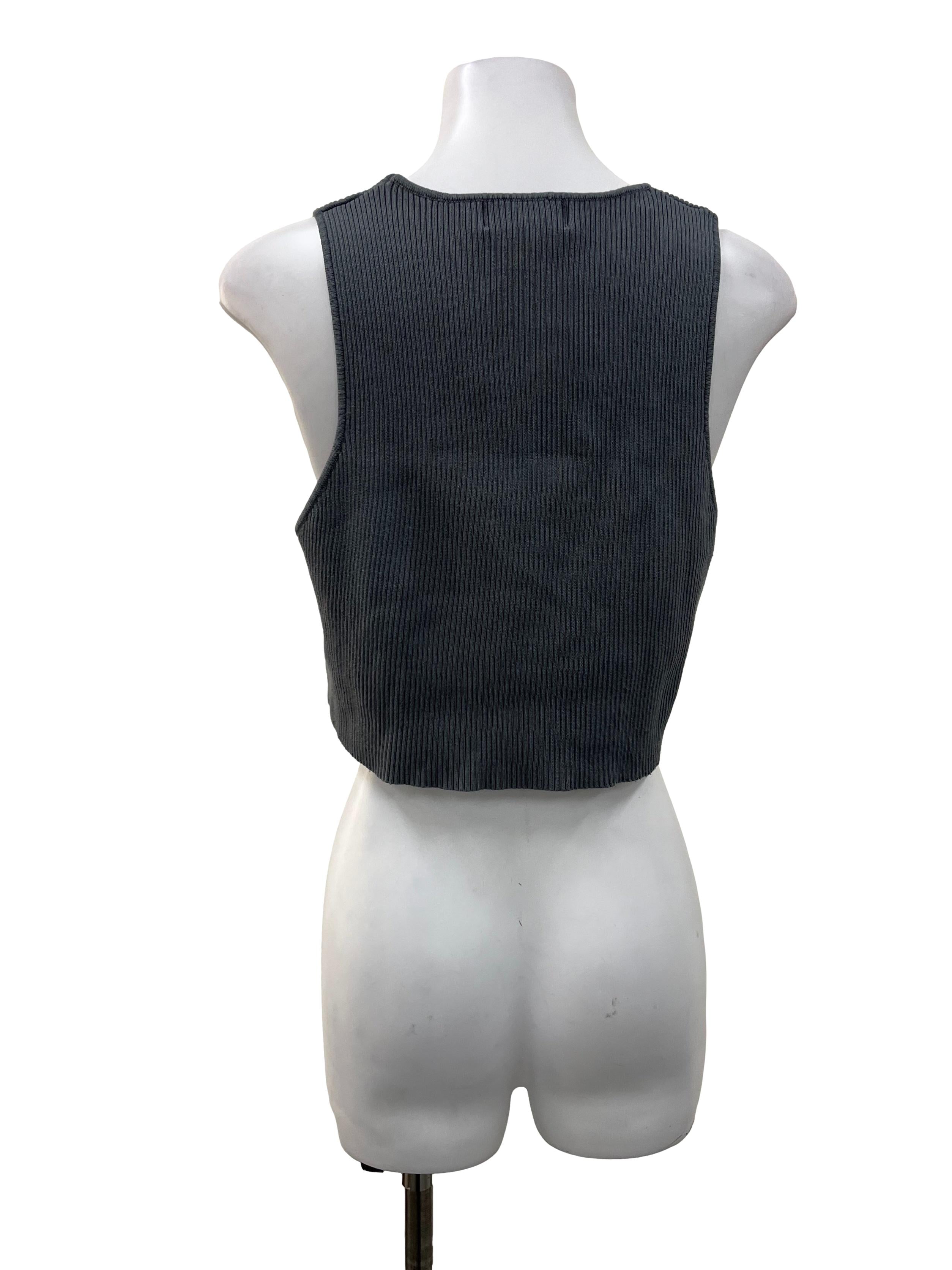 Grey Ribbed Vest Top