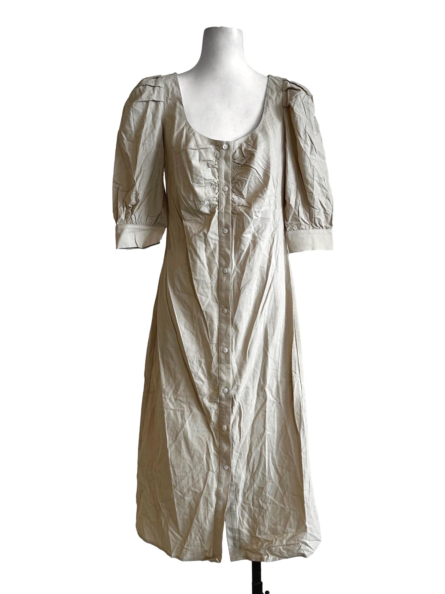 Beige Plain Midi Dress LB