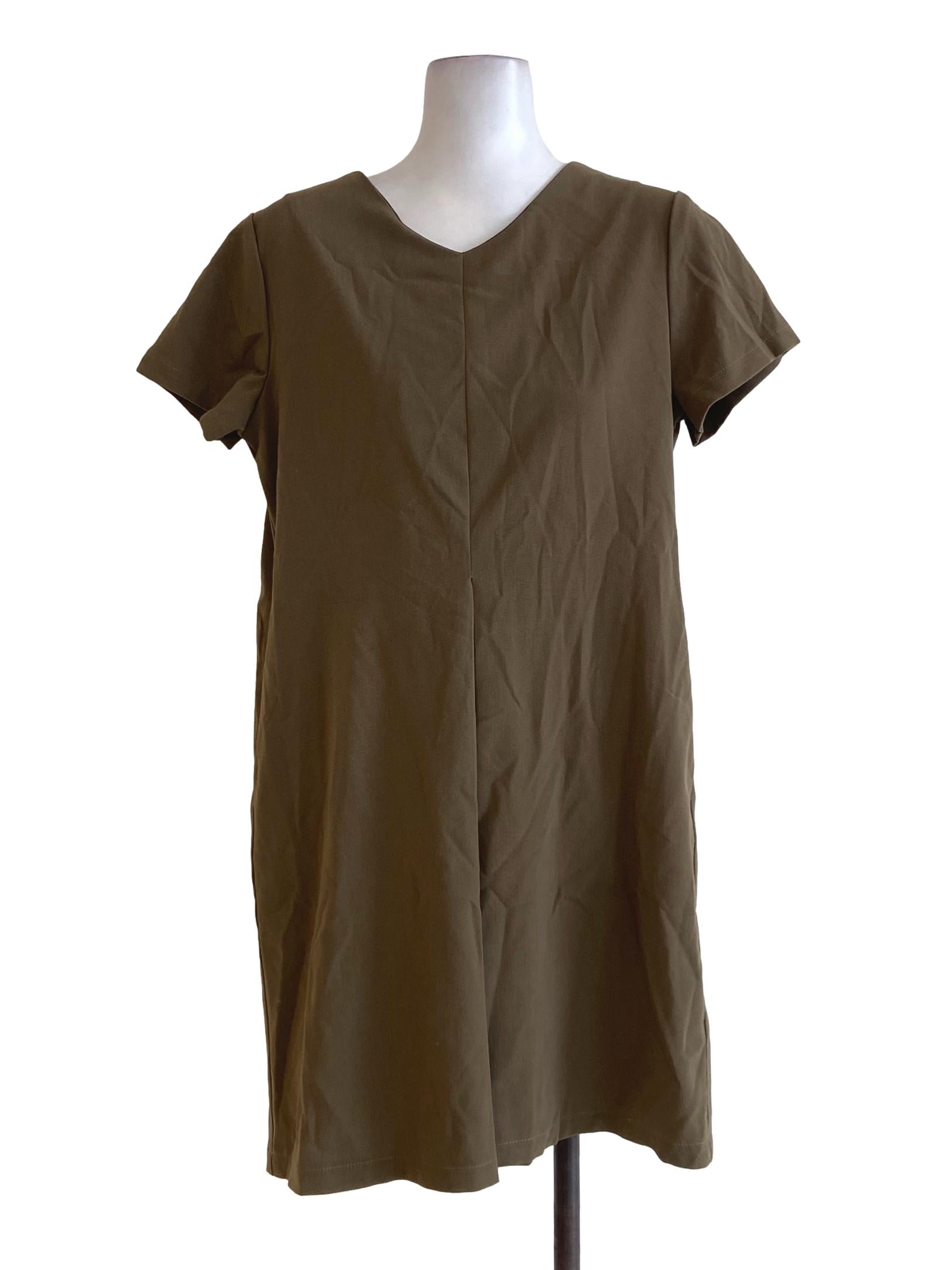 Biscotti V Neck Front Decorative Slit Dress